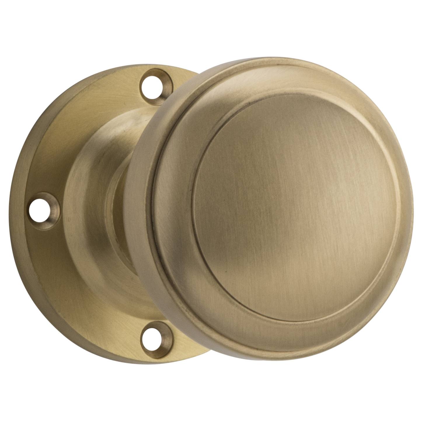 Milton Knob on Rose Set, Satin Brass