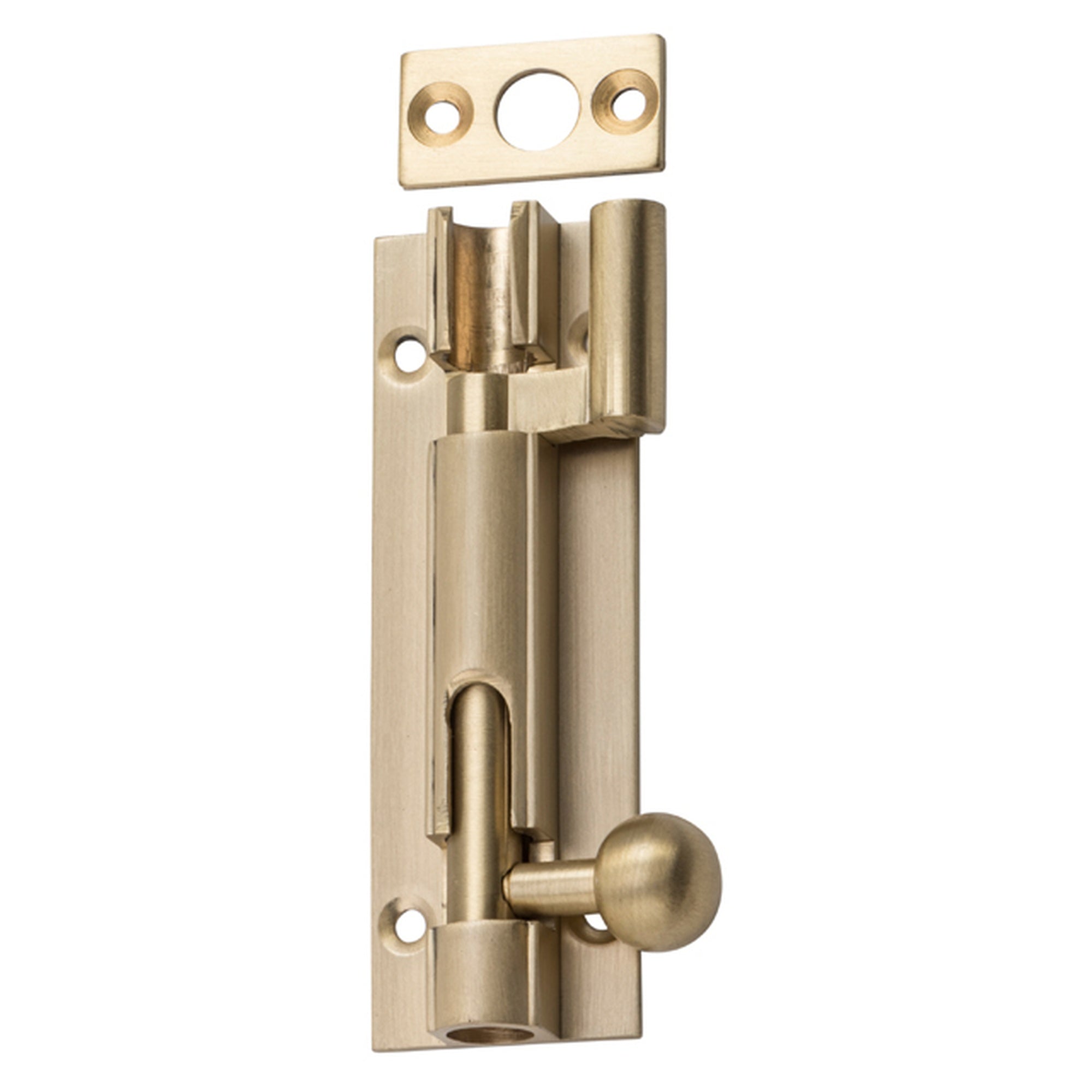 Barrel Bolt Offset Satin Brass