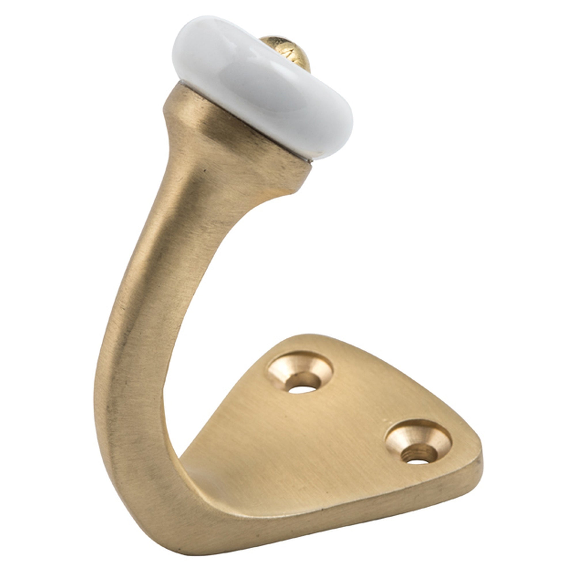 Robe Hook Porcelain Tip Satin Brass