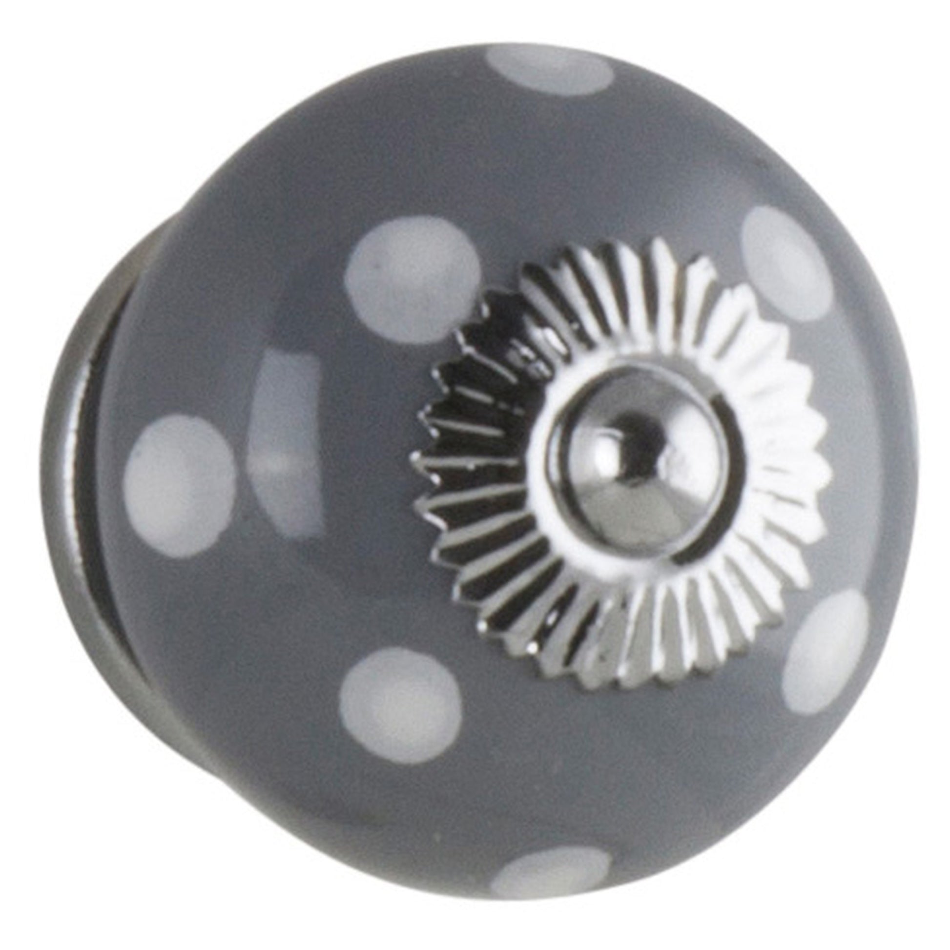 CERAMIC ROUND GREY & WHITE KNOB