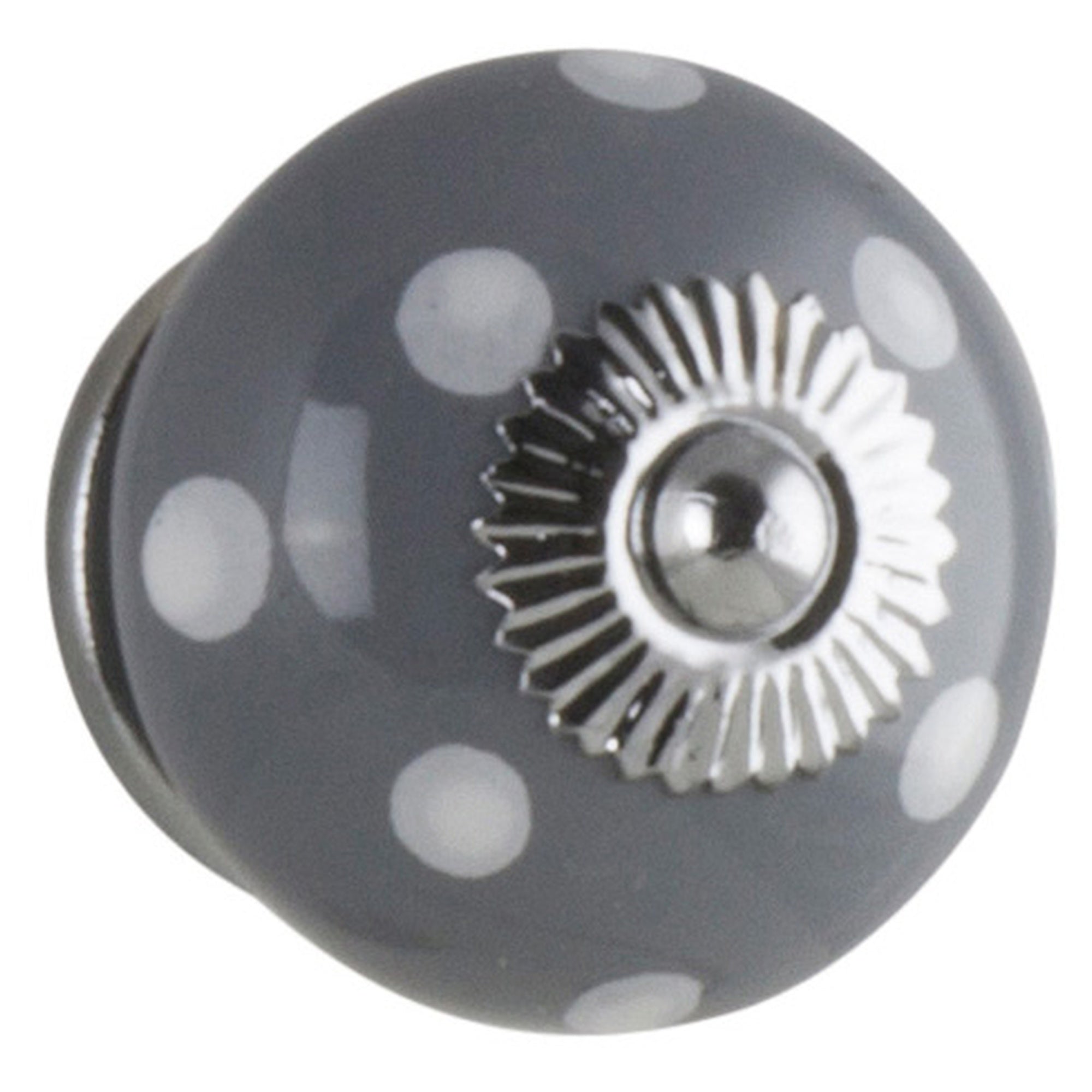 CERAMIC ROUND GREY & WHITE KNOB