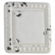 Ceramic Knob Sq Rustic, White