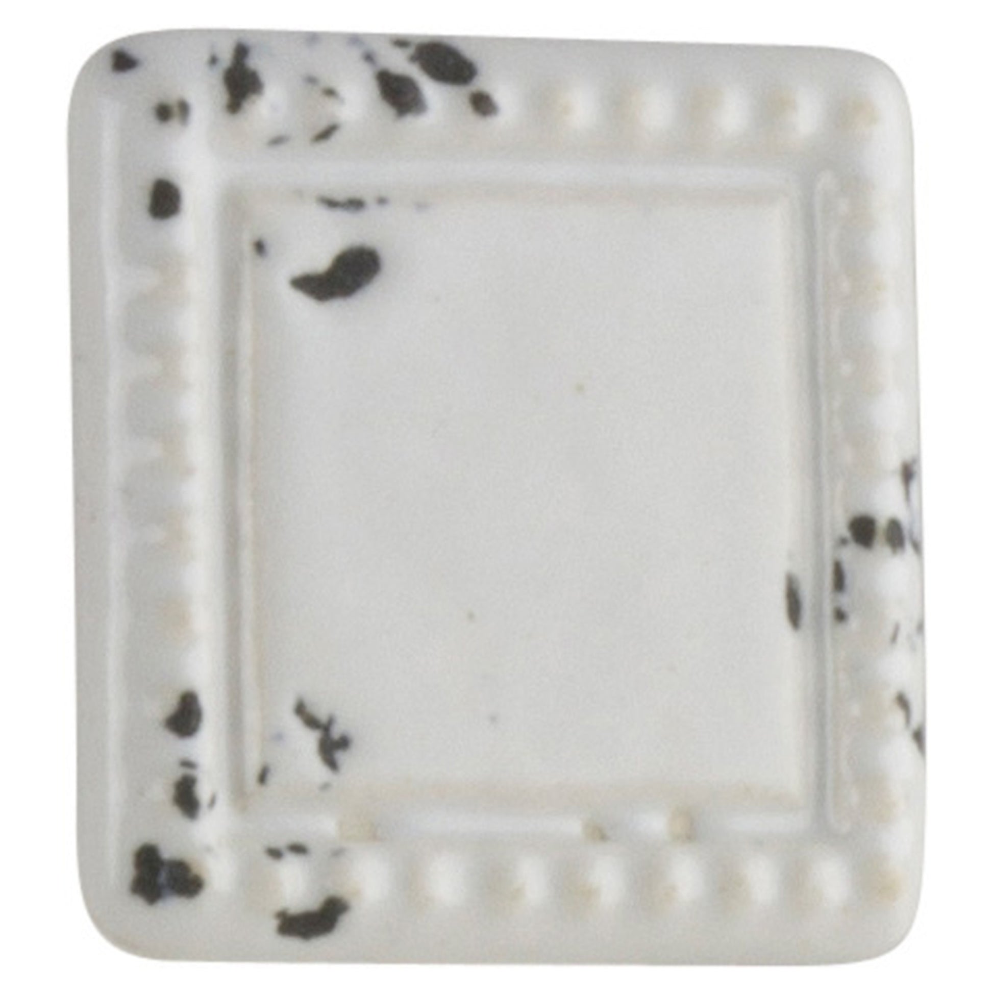 Ceramic Knob Sq Rustic, White