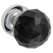 Rnd Rose Diamond Blk Glass CH, Black & Chrome
