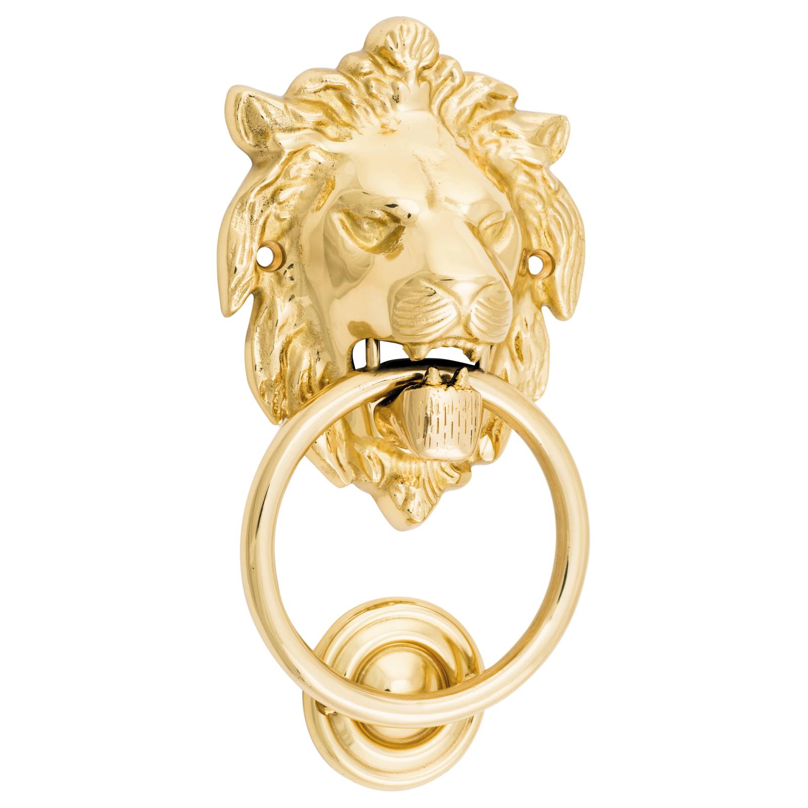 Lions Head Door Knocker, Polished Brass