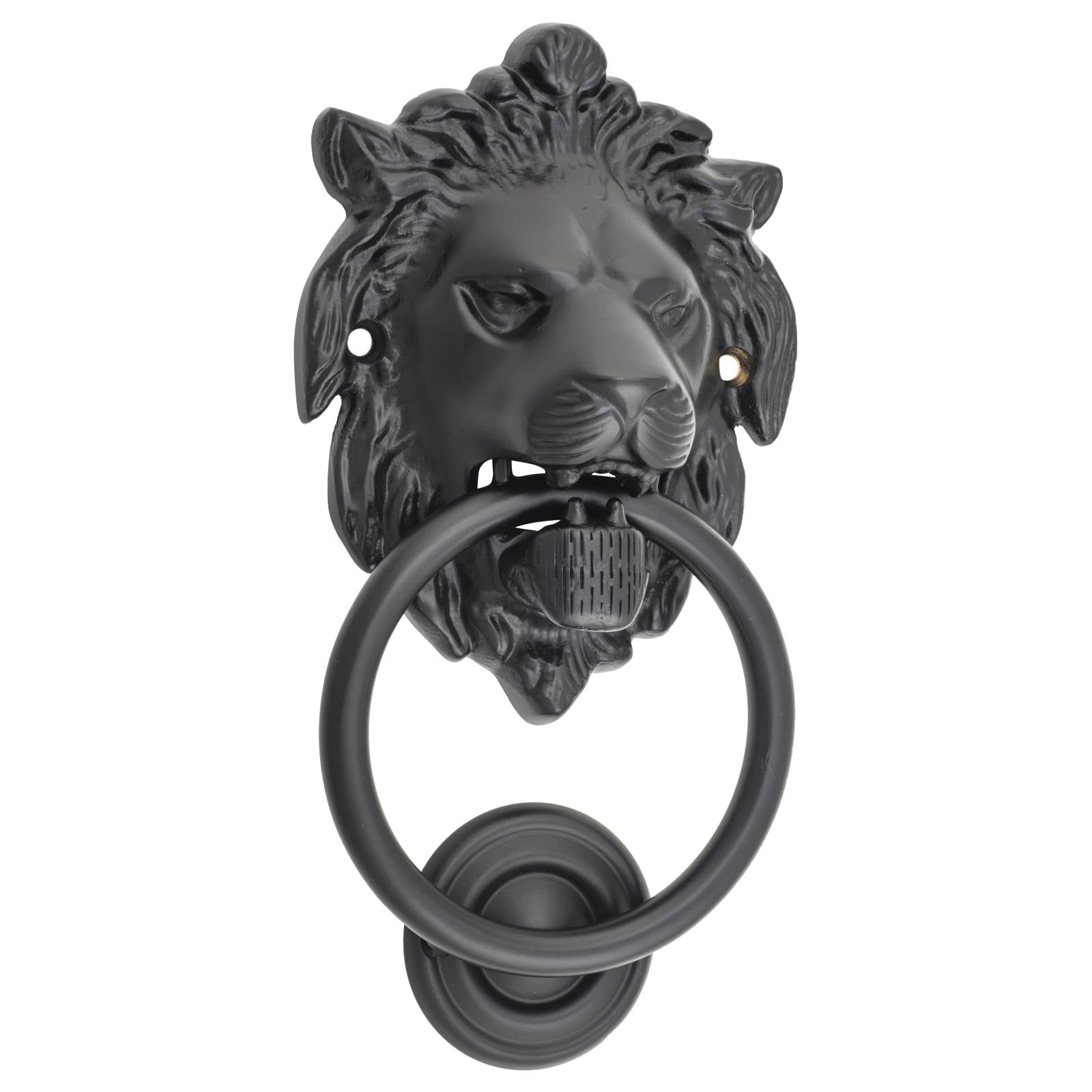 Lions Head Door Knocker, Matte Black