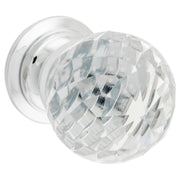 30mm Diamond Cut Glass Cabinet Knob, Chrome