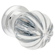 Cupboard Knob Swirl Clear Glass Chrome