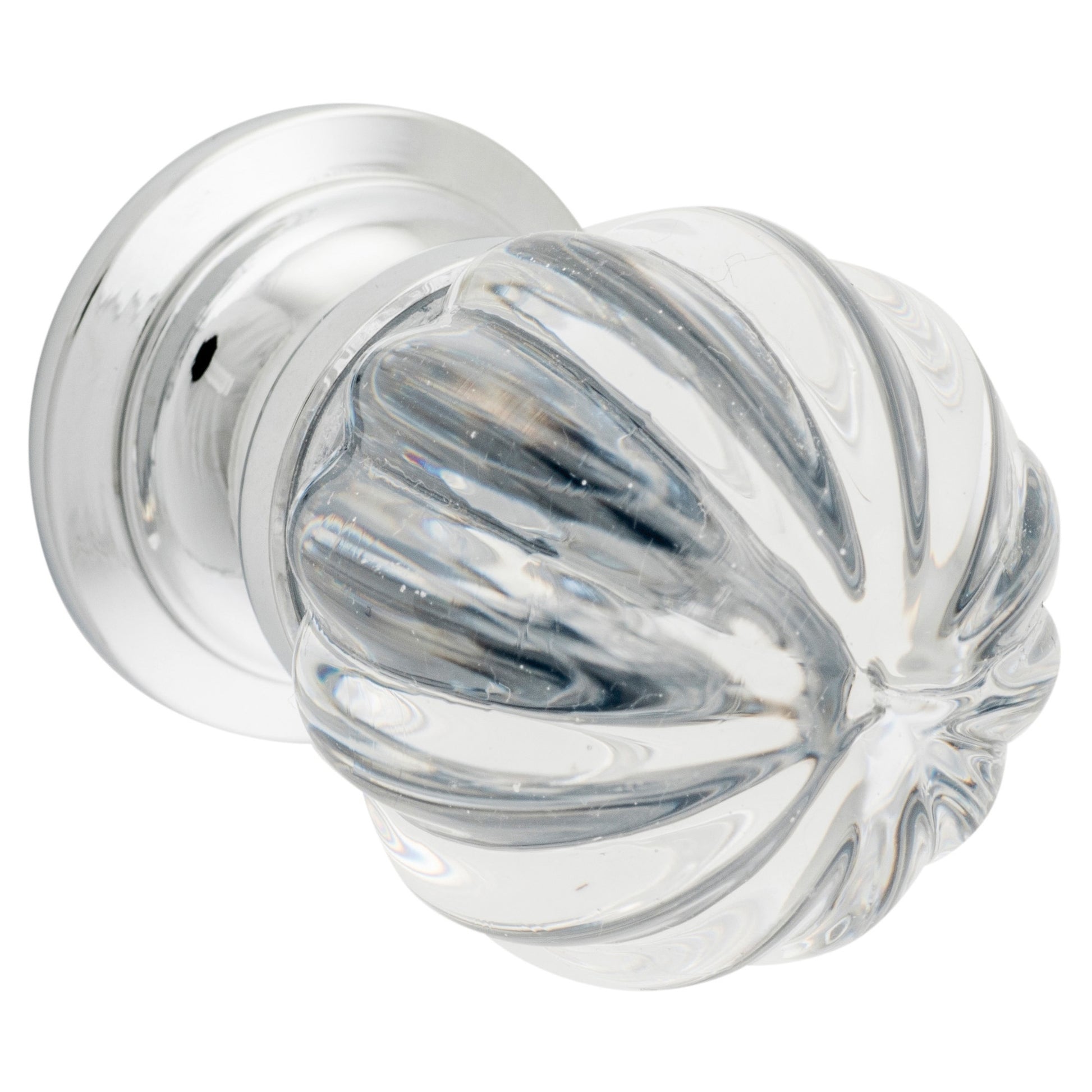 Cupboard Knob Swirl Clear Glass Chrome