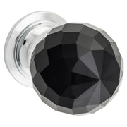 30mm Diamond Black Glass Cabinet Knob, Chrome, Chrome & Black Glass