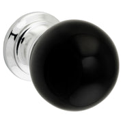 Cupboard Knob Round Black Glass Chrome