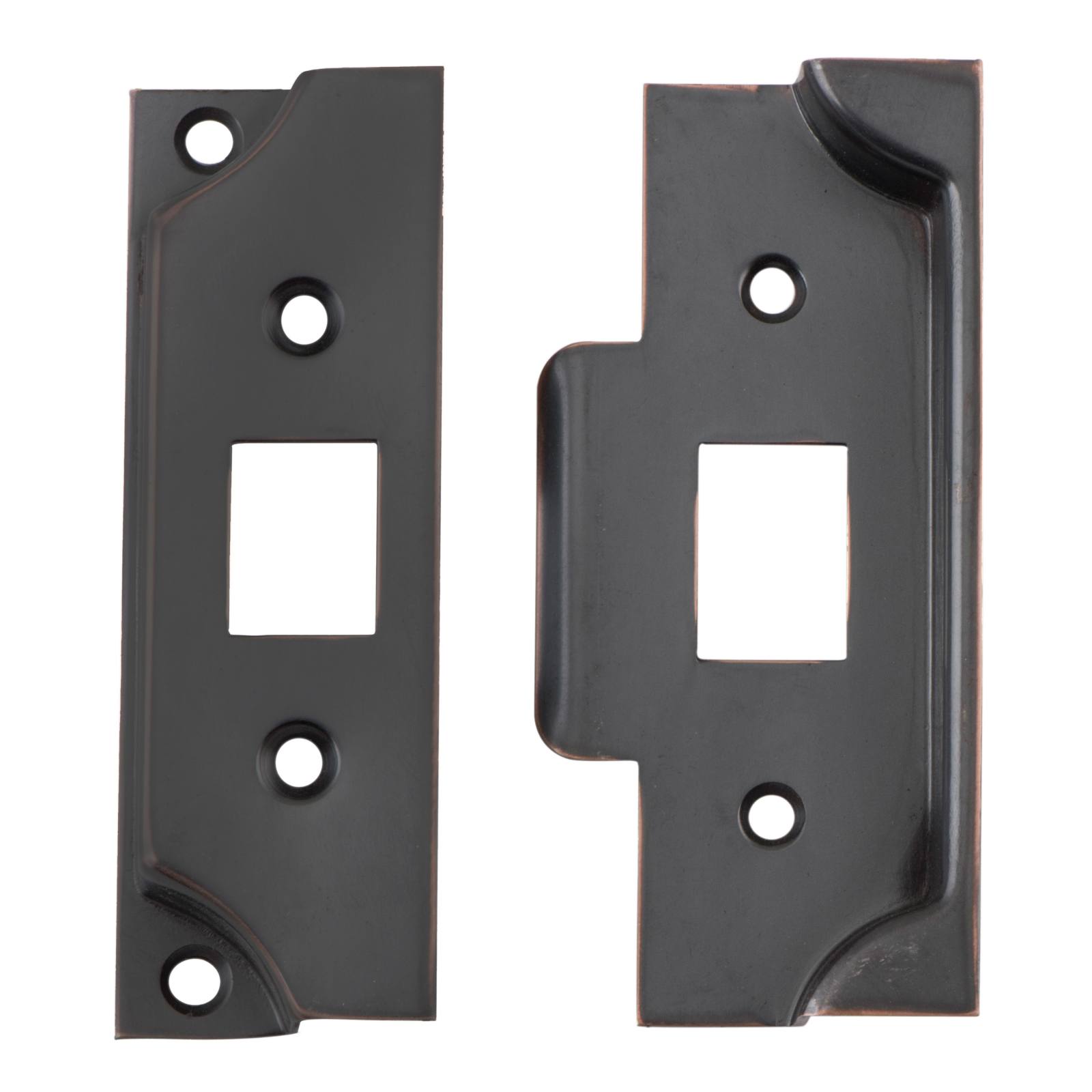 Tradco Rebated face plate & Striker Kit, Antique Copper