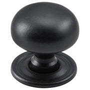 Medium Plain Cupboard Knob, Matte Black
