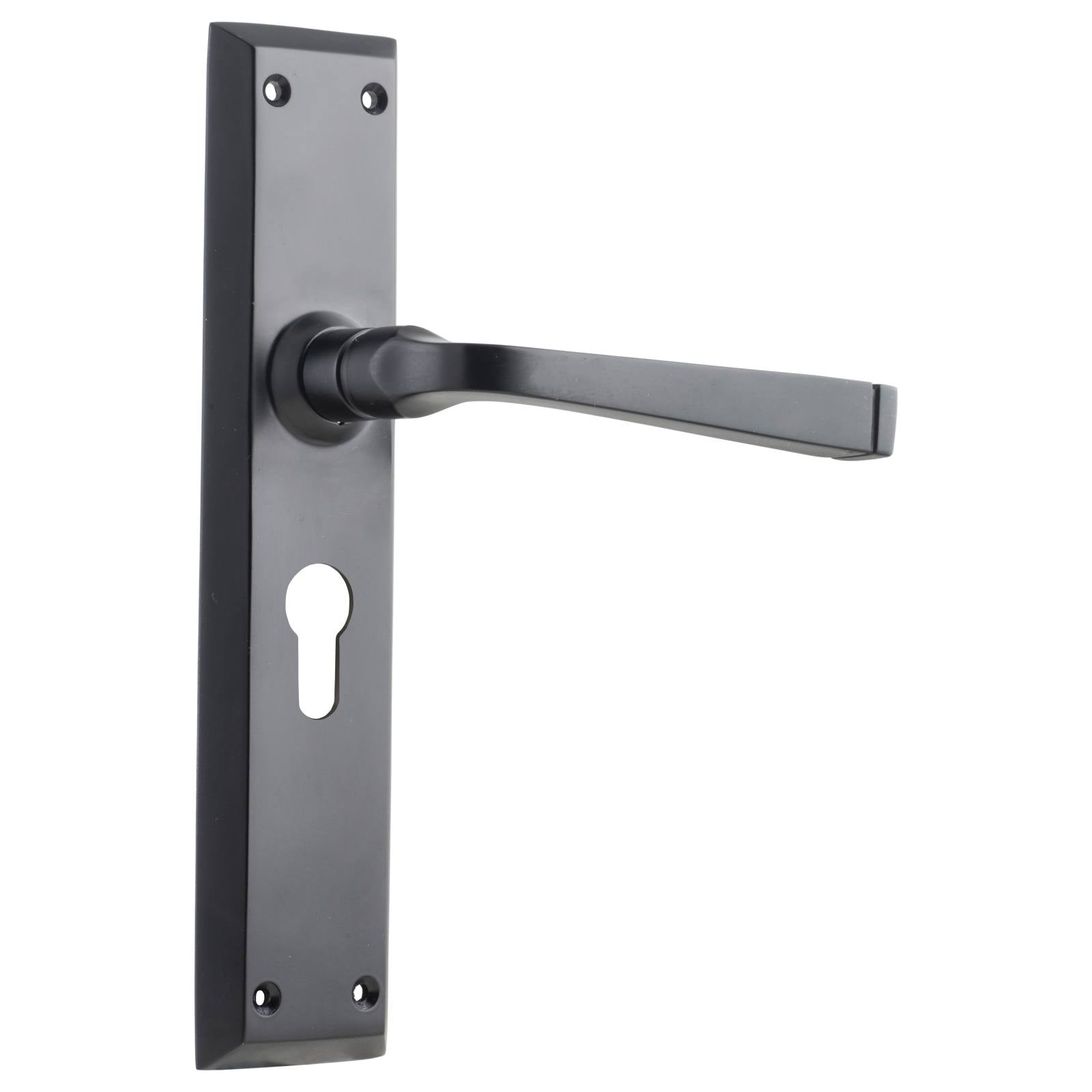 Menton Euro Lever Set, Matte Black