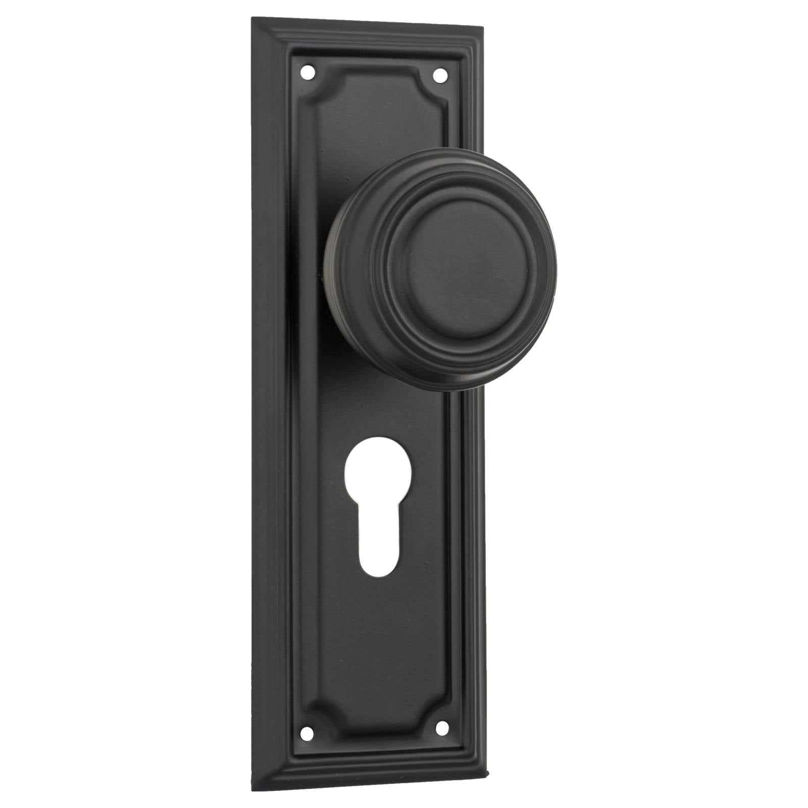 Edwardian Euro Knob Set, Matte Black