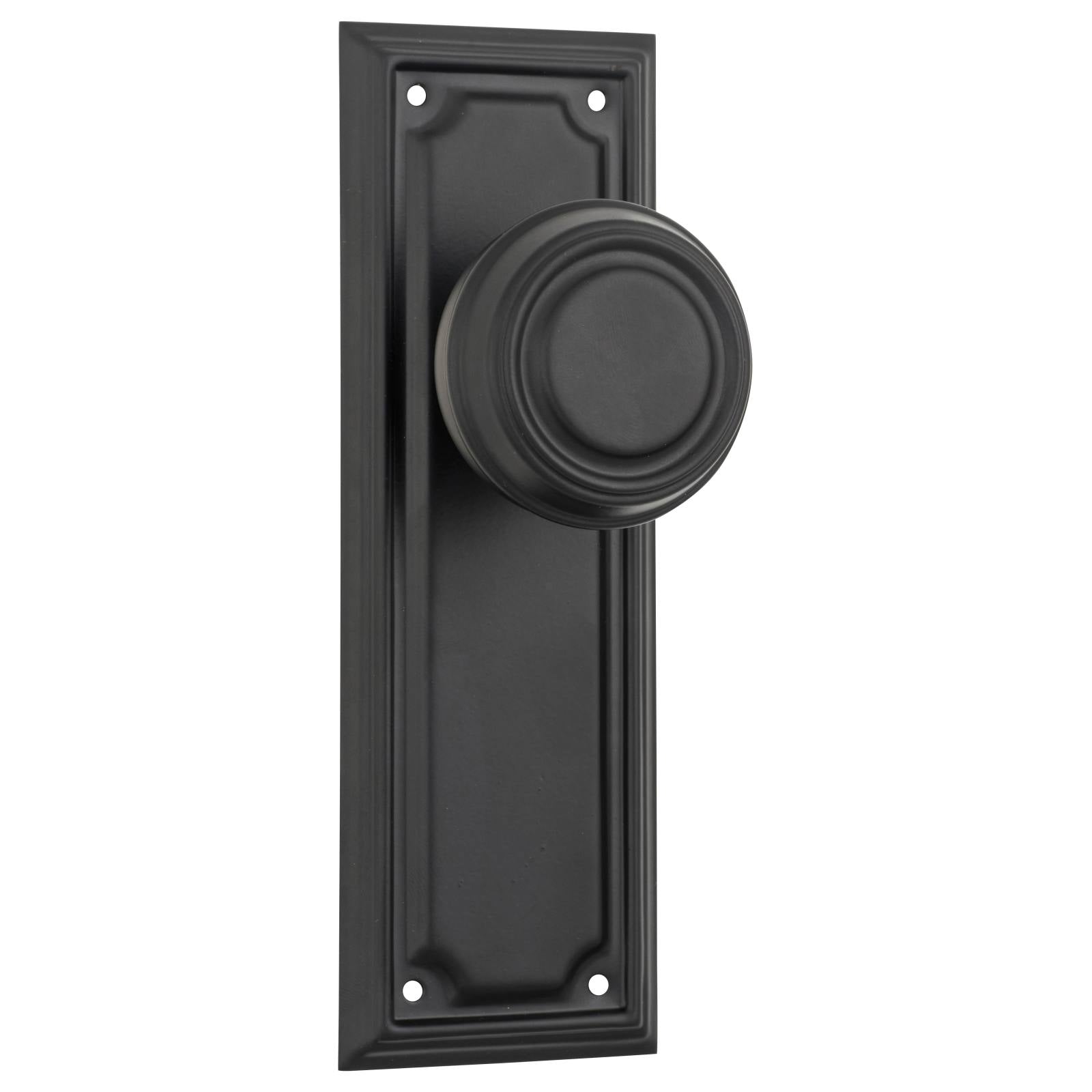Edwardian Knob Latch Set, Matte Black