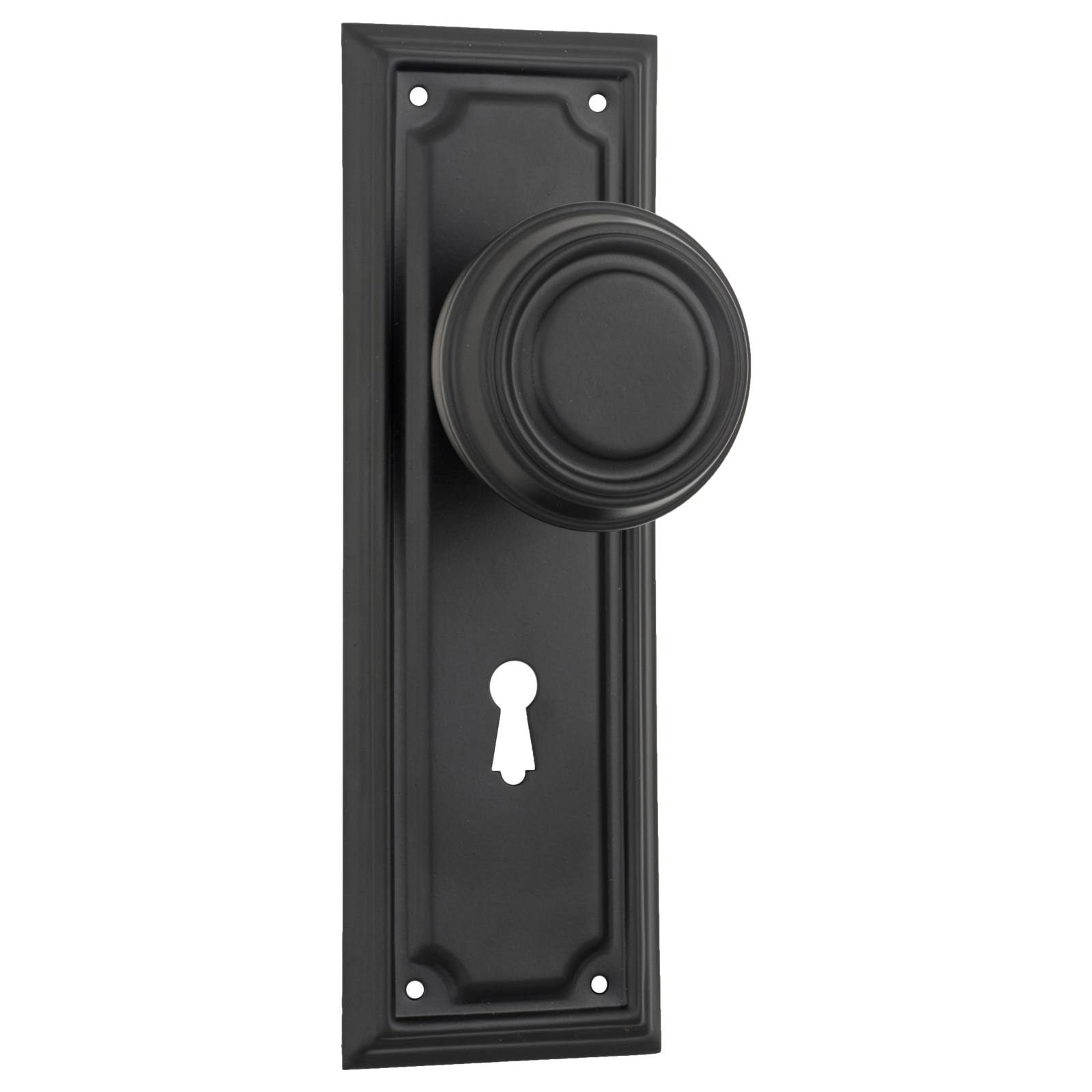 Edwardian Knob Lock Set, Matte Black