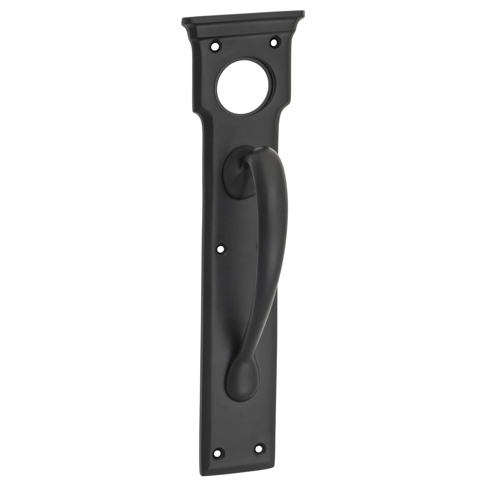 Victorian Pull Handle w/Cylinder Hole, Matte Blk