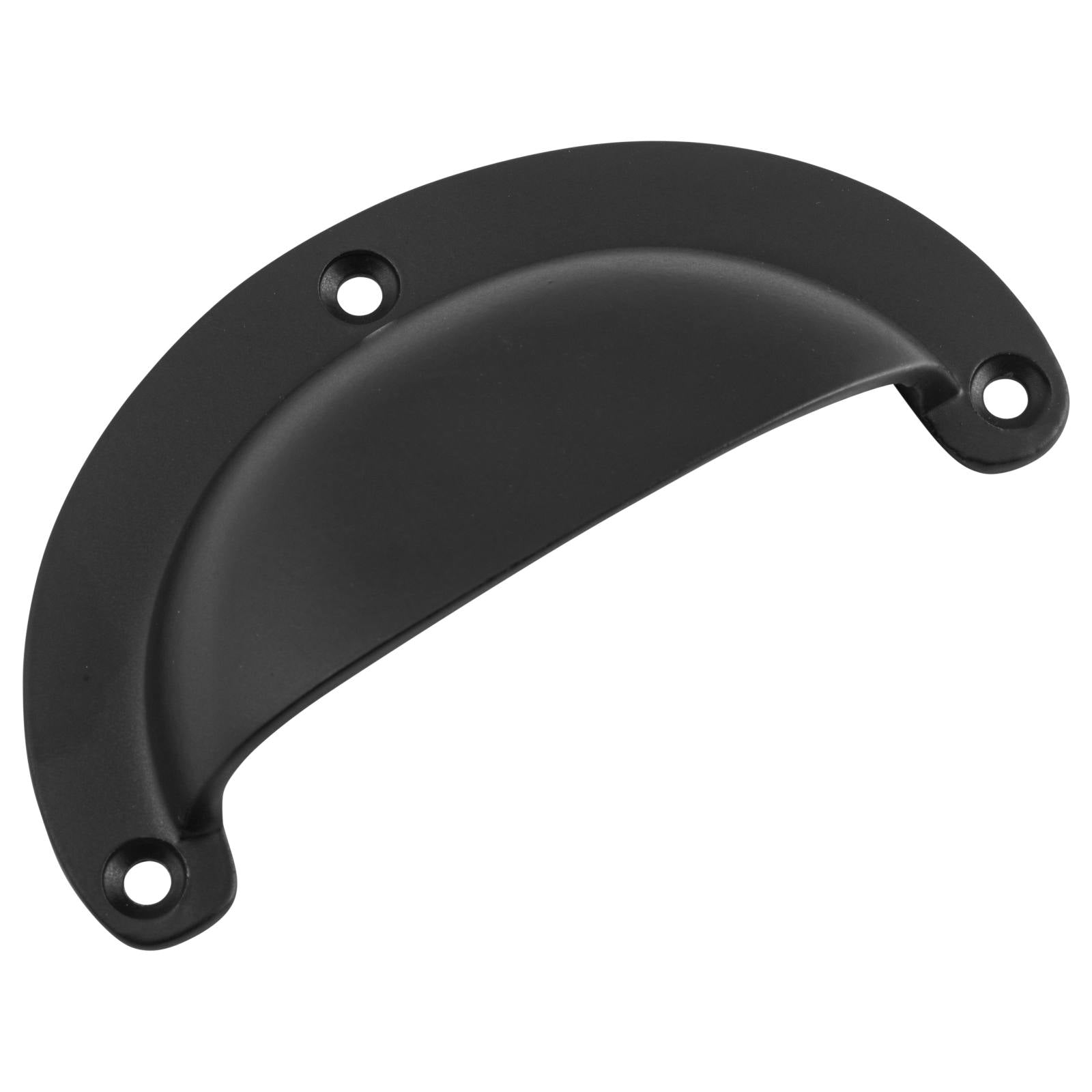 Large Cast Plain Semicircle Drawer Pull, Black