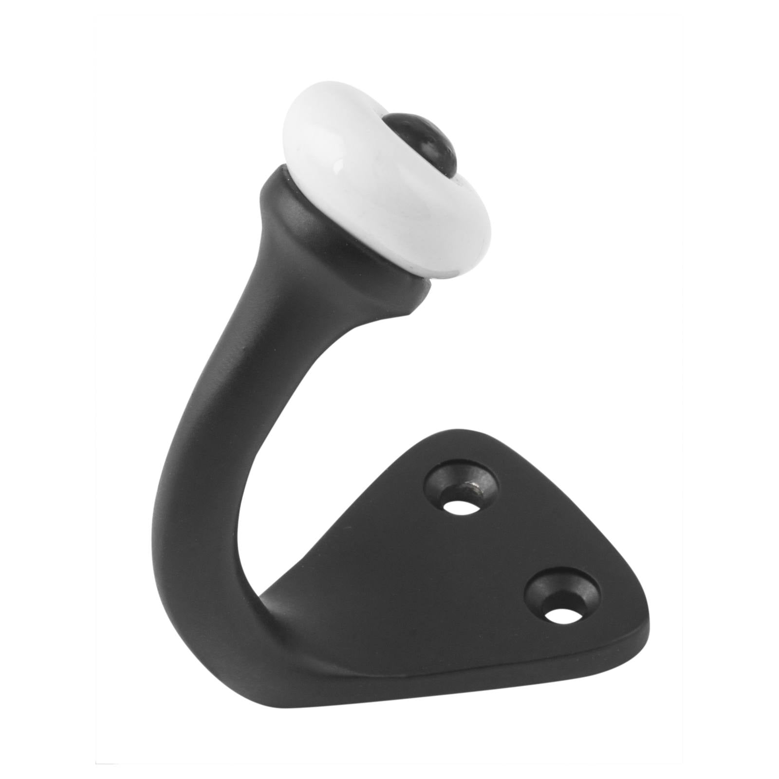 Porcelain Tip Robe Hook, Matte Black