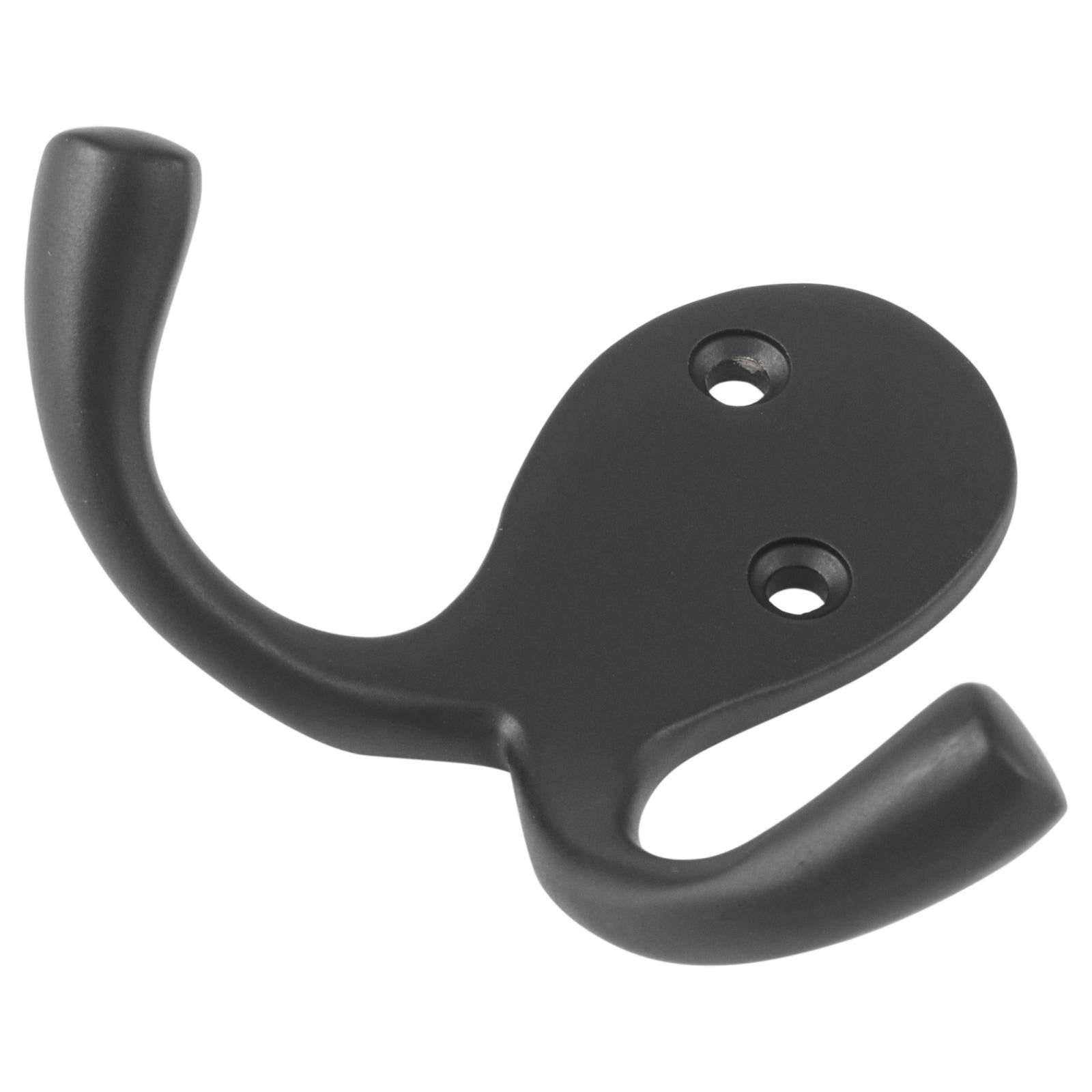 Plain Double Robe Hook, Matte Black