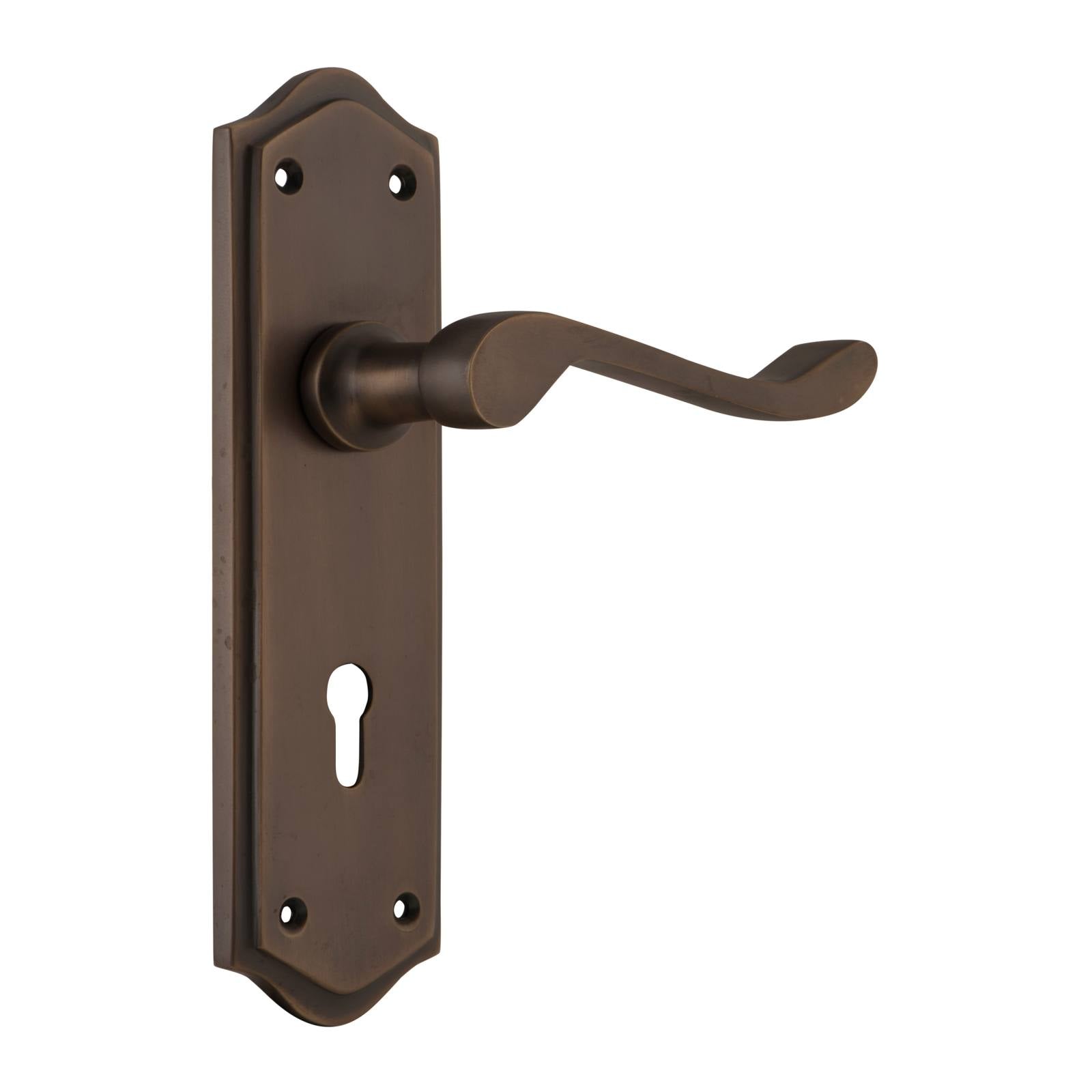 Henley Lever Lock Set, Antique Brass