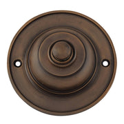 Plain Round Bell Push, Antique Brass