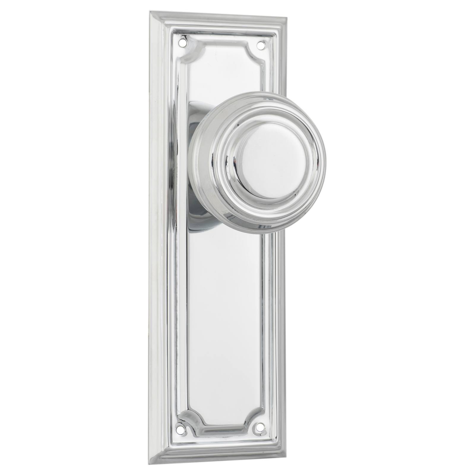 Edwardian Knob Latch Set, Chrome