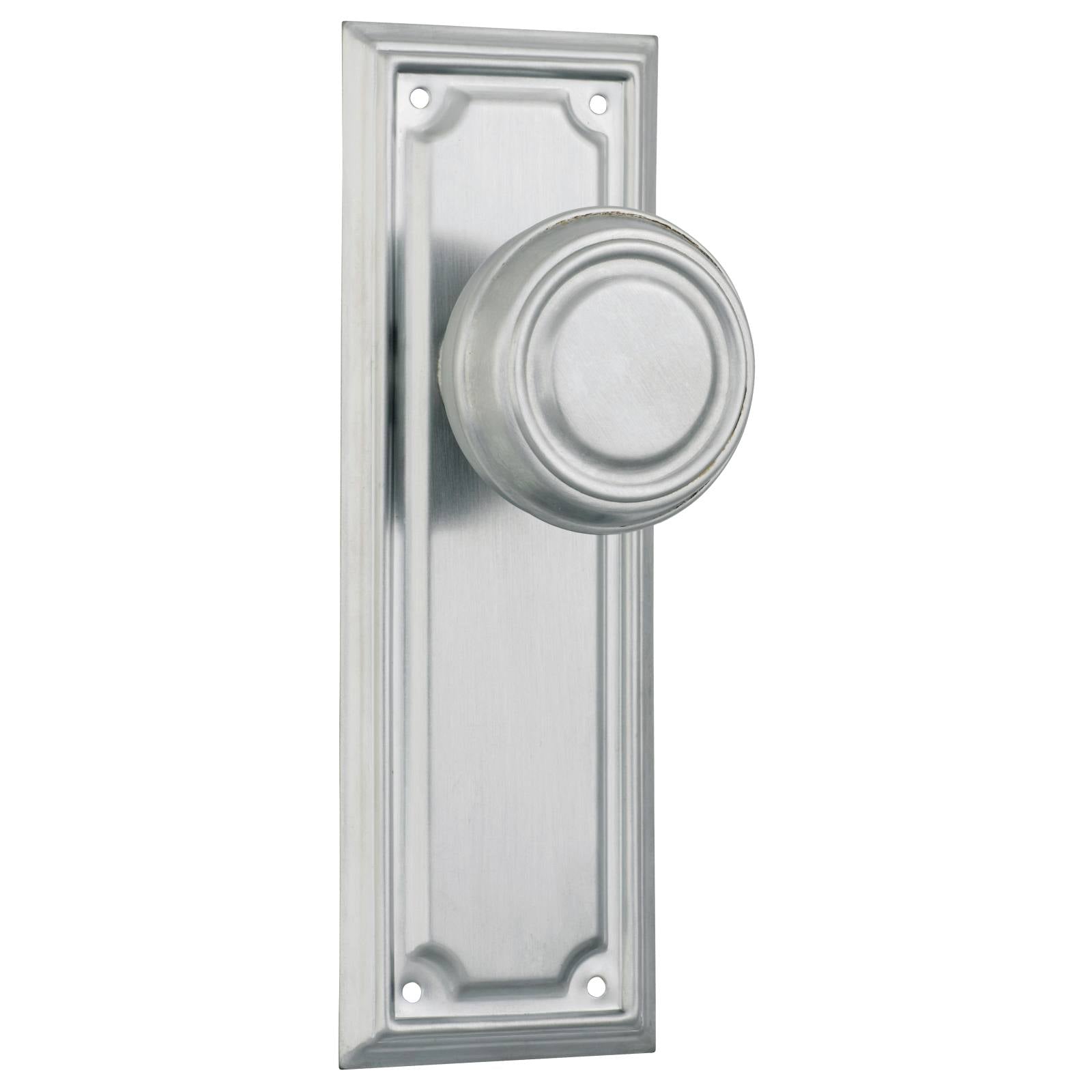 Edwardian Knob Latch Set, Satin Chrome
