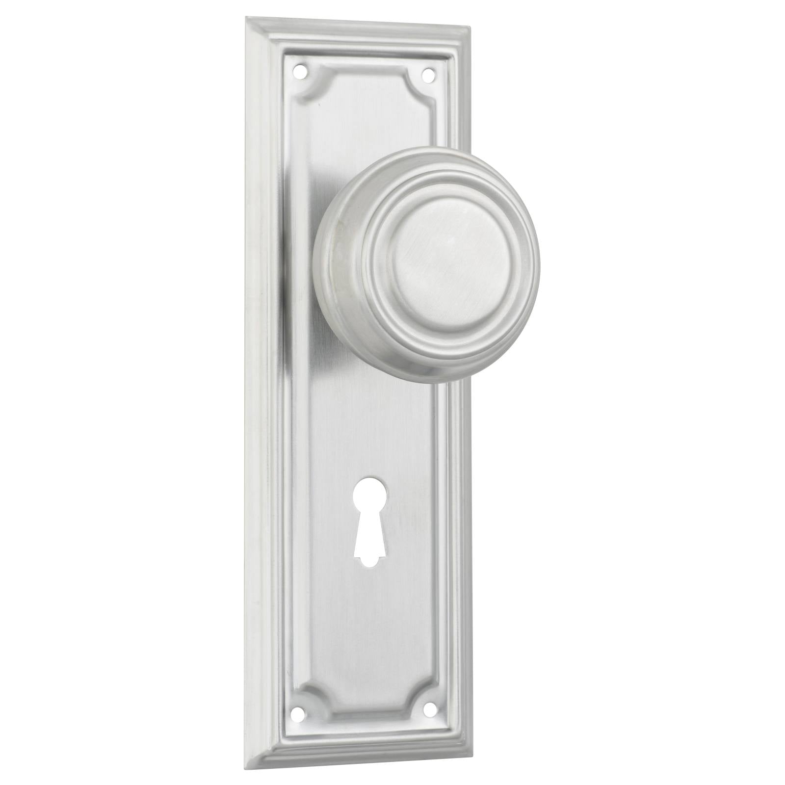 Edwardian Knob Lock Set, Satin Chrome