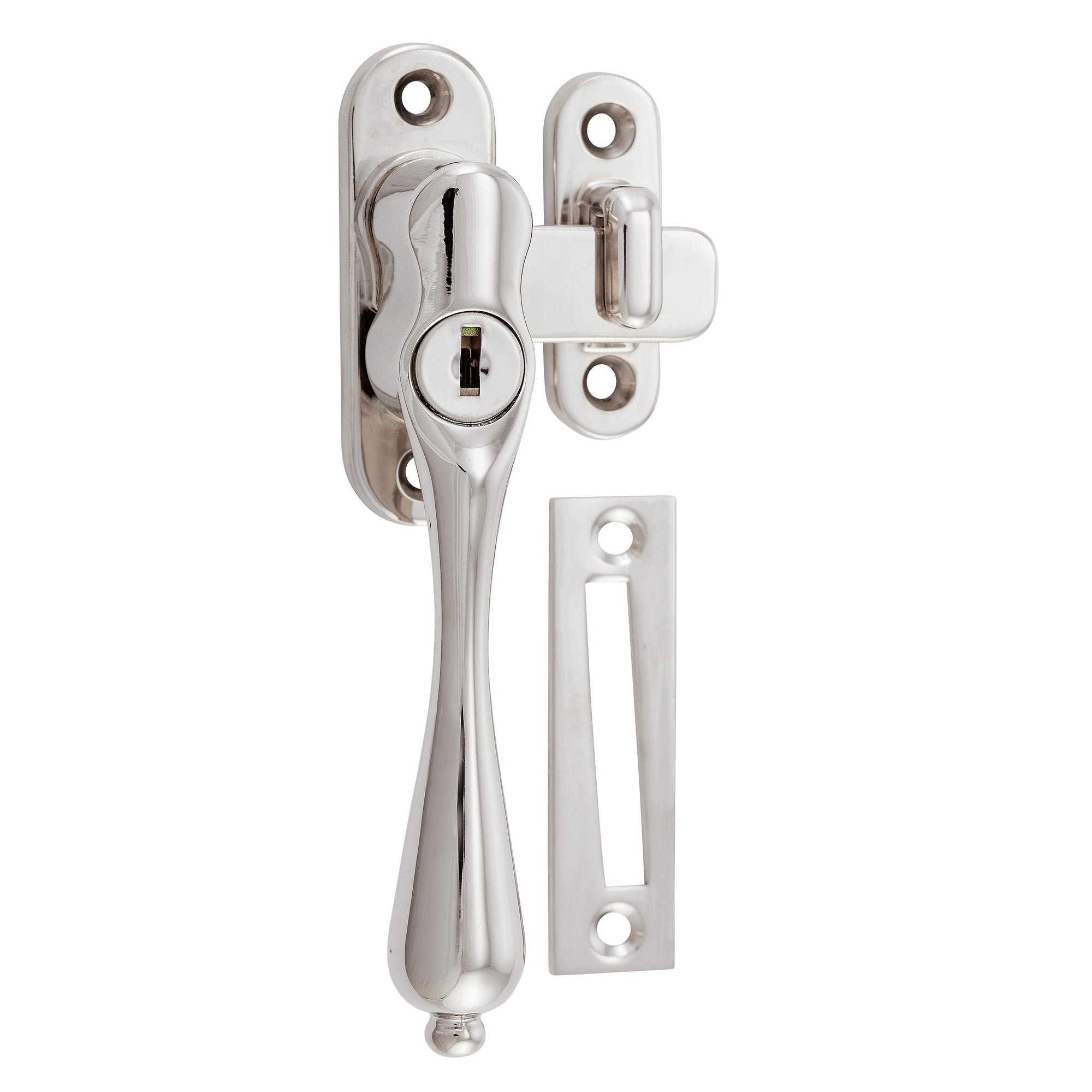 Casement Fastener Locking Tear drop LH, Polished Nickel
