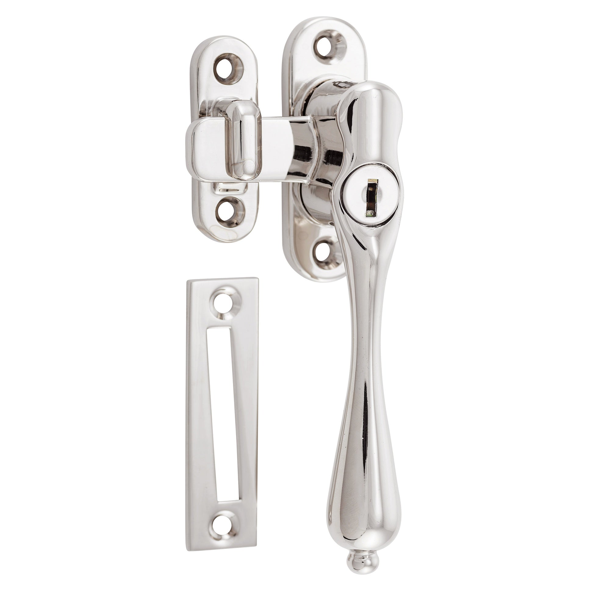Casement Fastener Locking Tear Drop RH, Polished Nickel