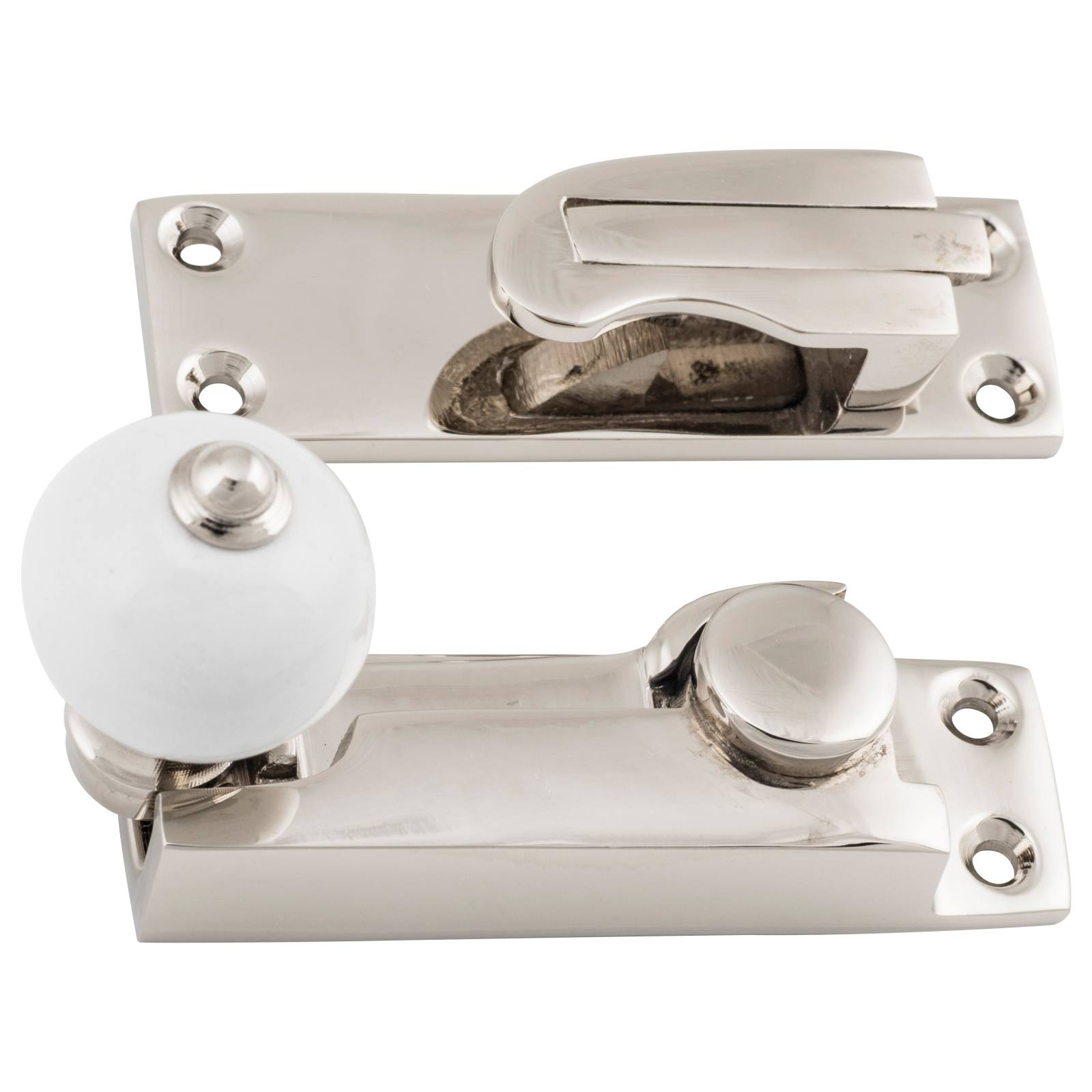 Porcelain Ball Sash Fastener, Polished Nickel