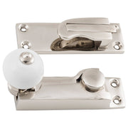 Porcelain Ball Sash Fastener, Polished Nickel