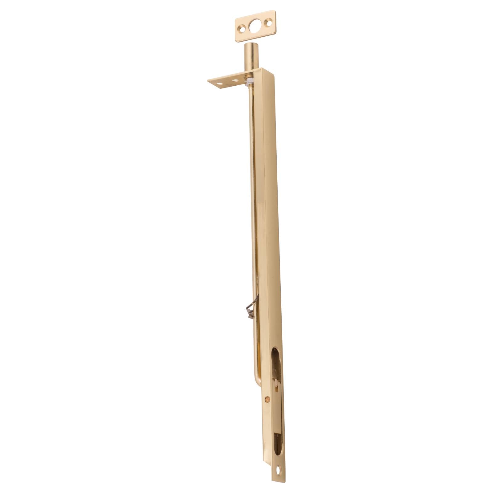 300mm Levered Flush Door Bolt, Polished Brass