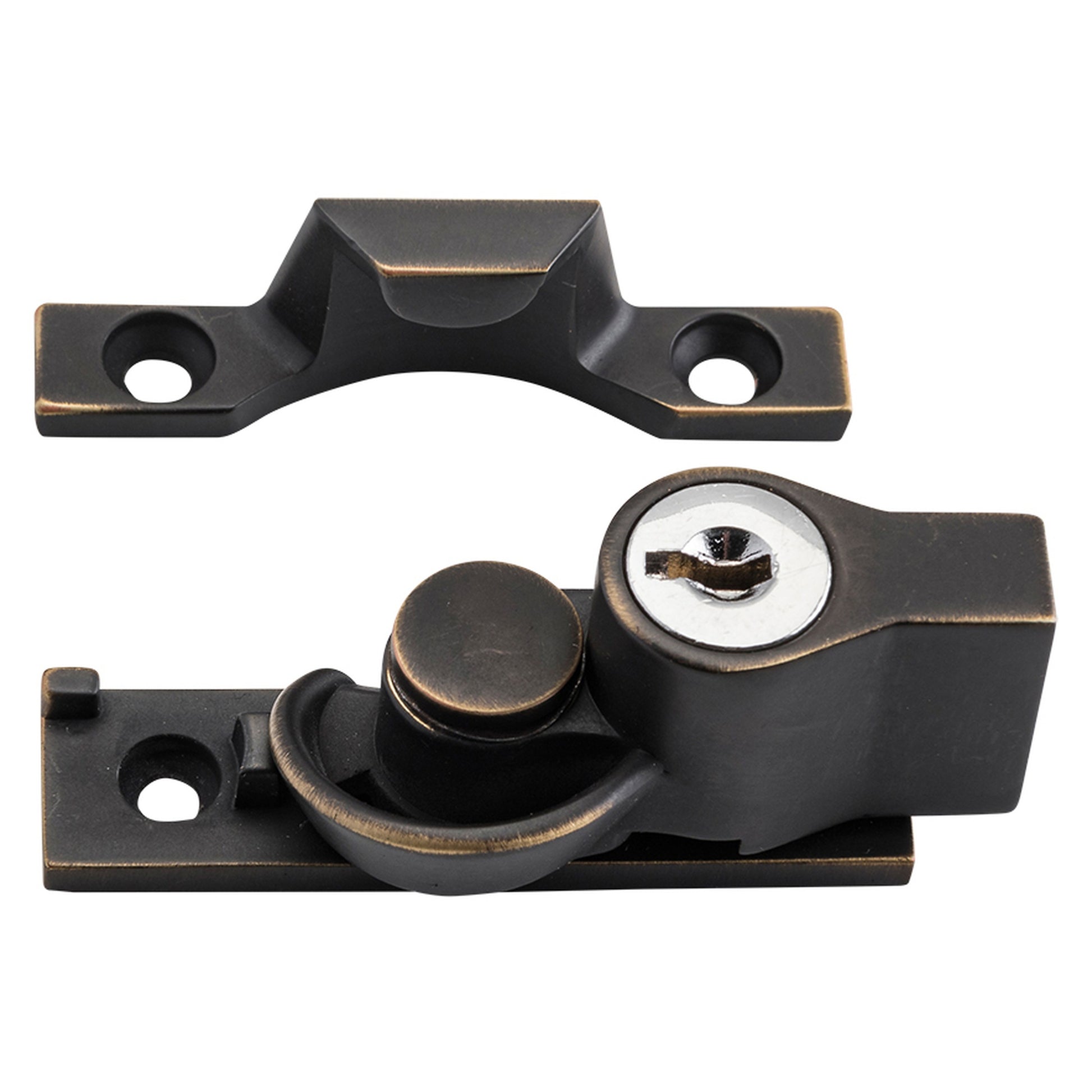 Sash Fastener Locking Narrow AB, Antique Brass