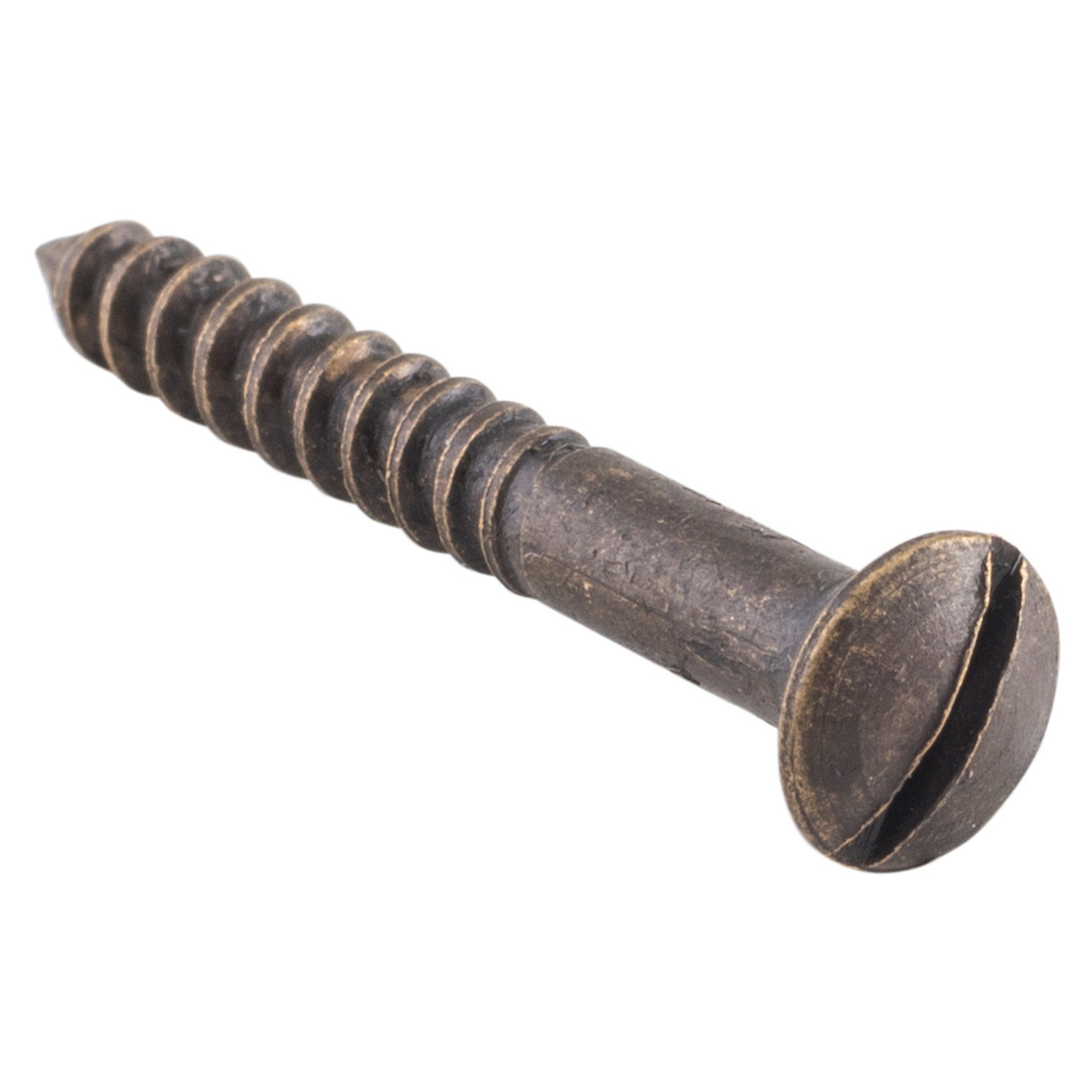 Slot Head Raised Countersunk Screw Solid Brass L25mm 6 Gauge, Antique Brass