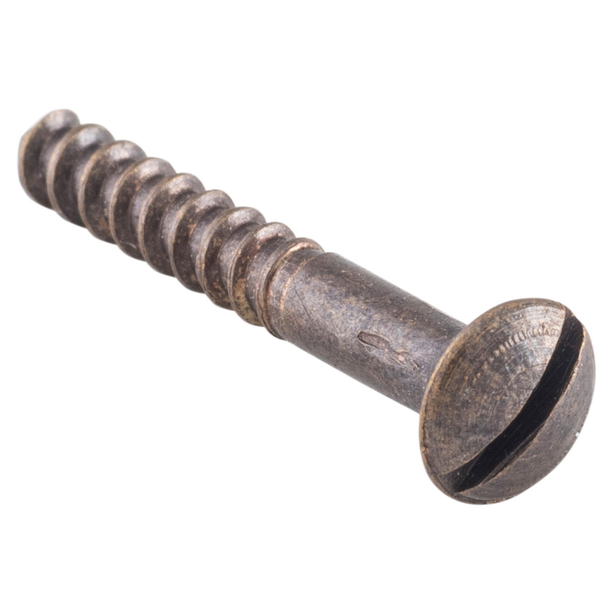 Slot Head Raised Countersunk Screw Solid Brass L25mm 6 Gauge, Antique Copper