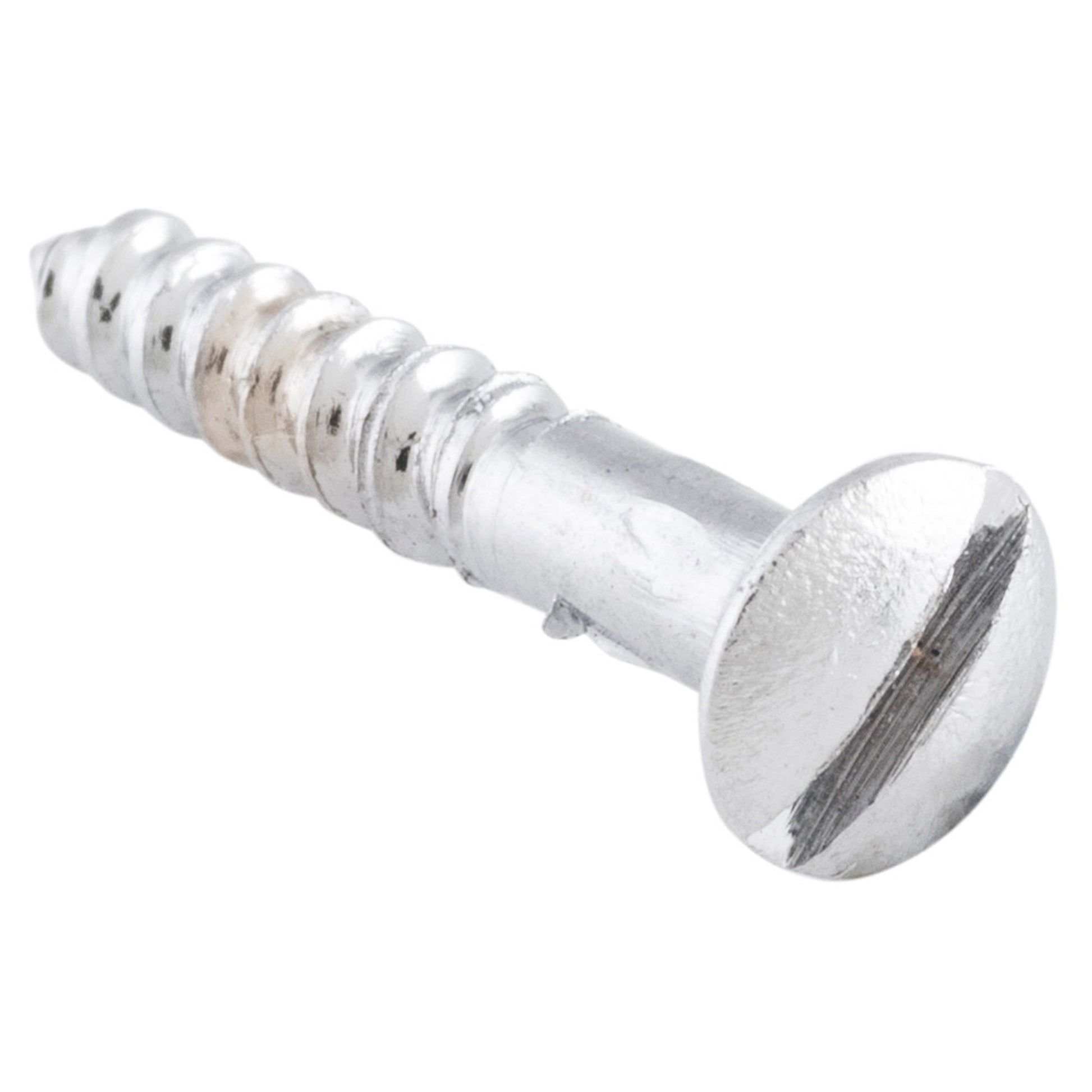 Slot Head Raised Countersunk Screw Solid Brass L19mm 5 Gauge, Chrome Plated