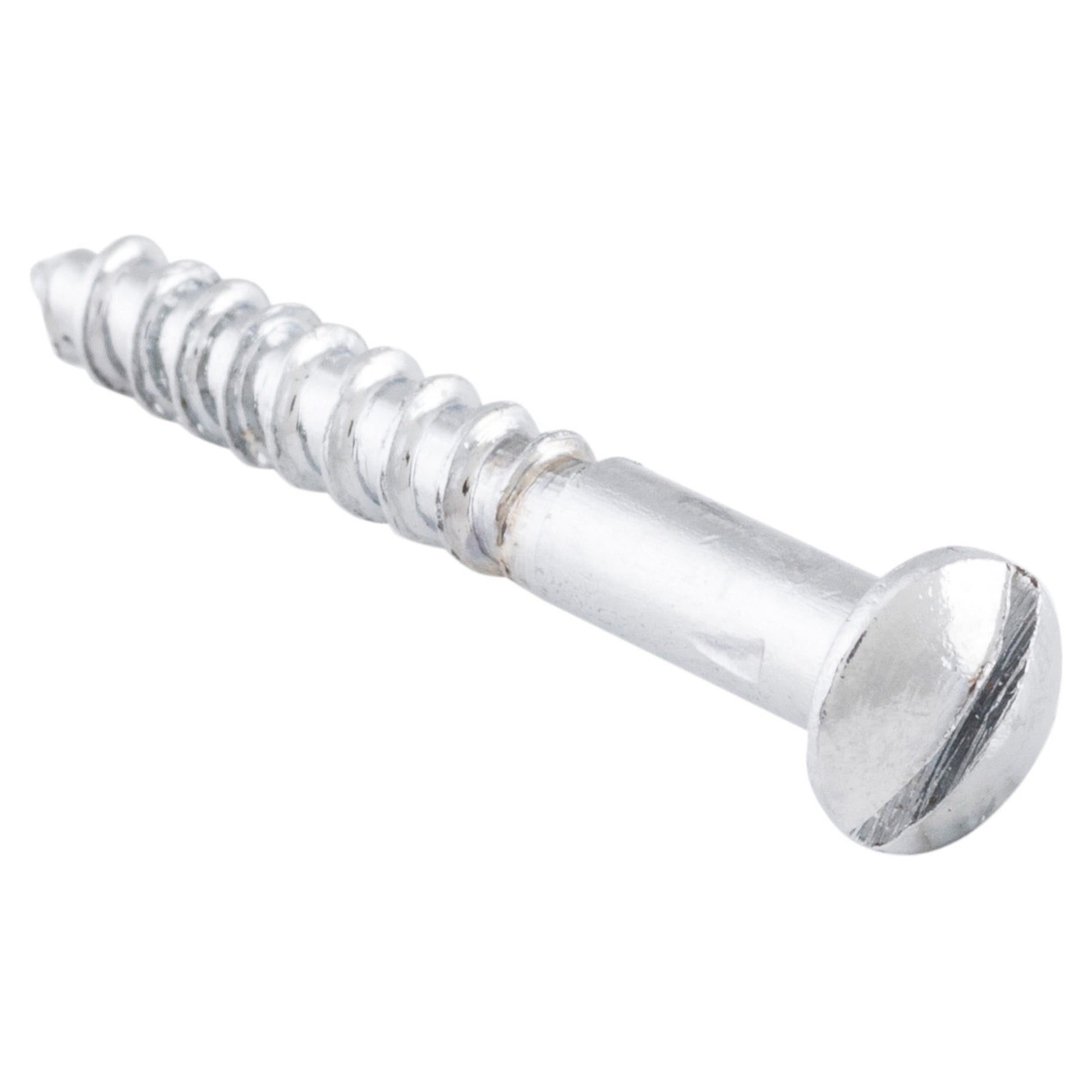Slot Head Raised Countersunk Screw Solid Brass L25mm 6 Gauge, Chrome Plated