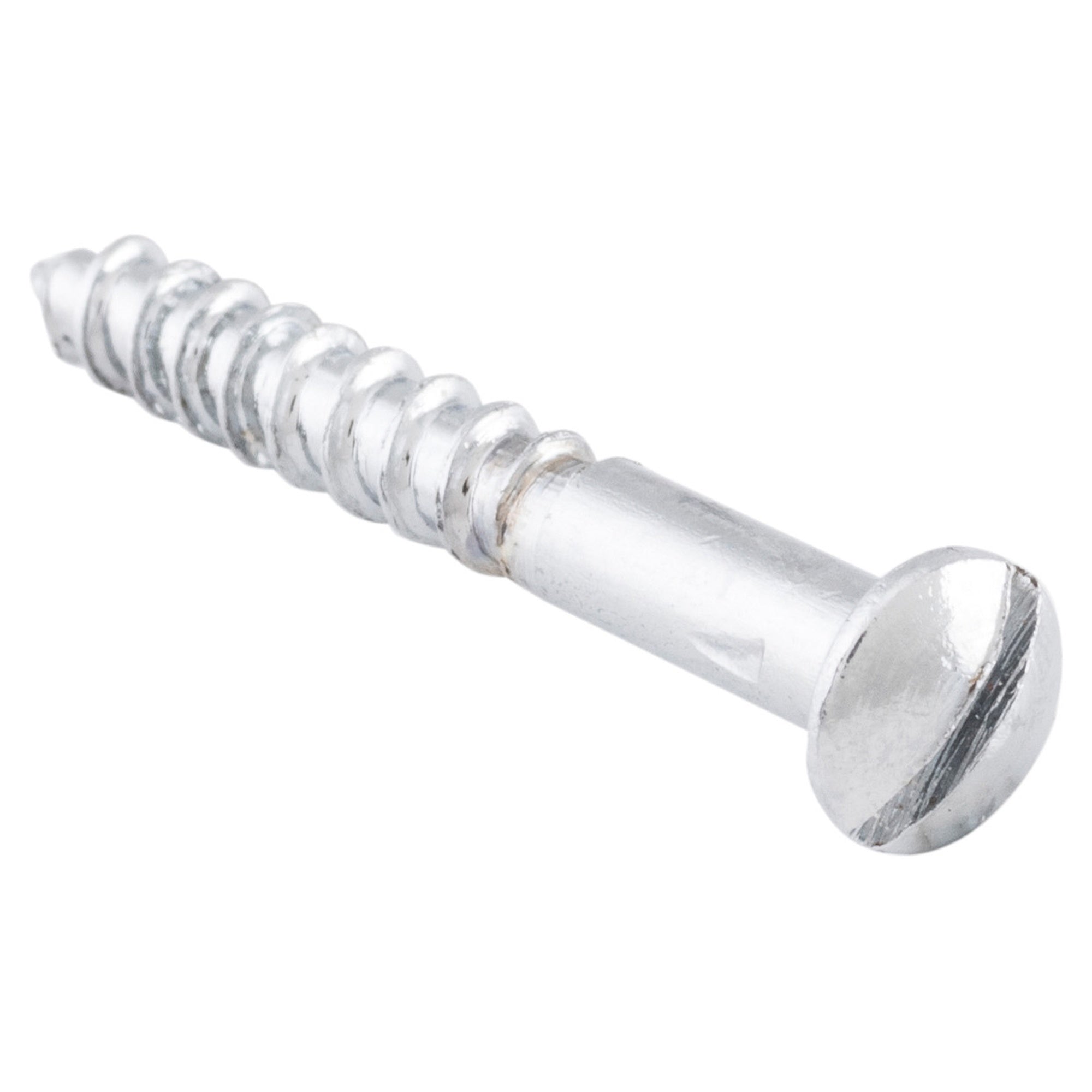 Slot Head Raised Countersunk Screw Solid Brass L25mm 6 Gauge, Chrome Plated