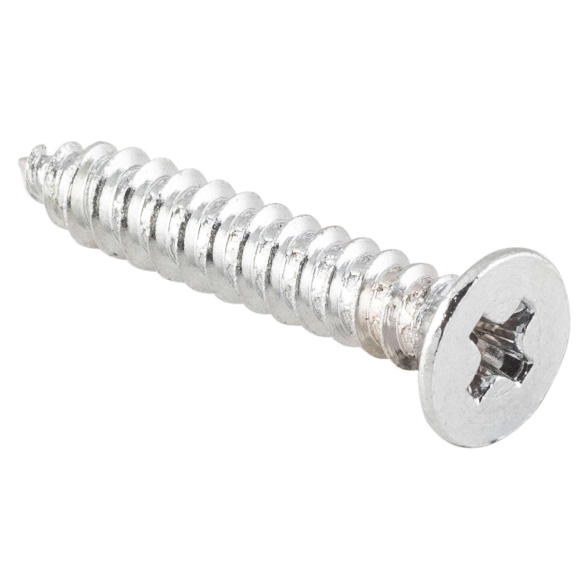 Hinge Screws Solid Brass L25mm 8 Gauge, Chrome Plated
