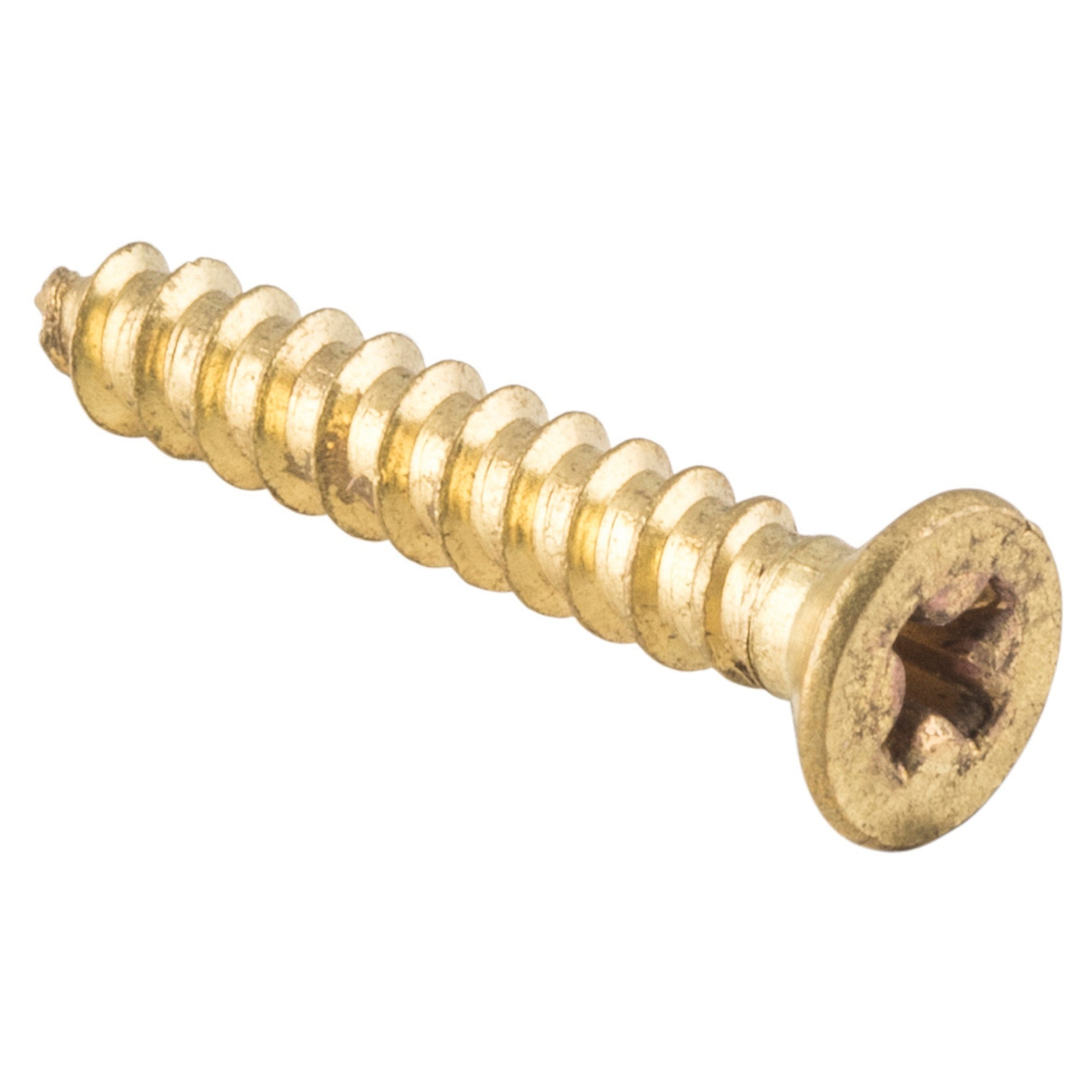 Hinge Screws Solid Brass L25mm 8 Gauge, Polished Brass