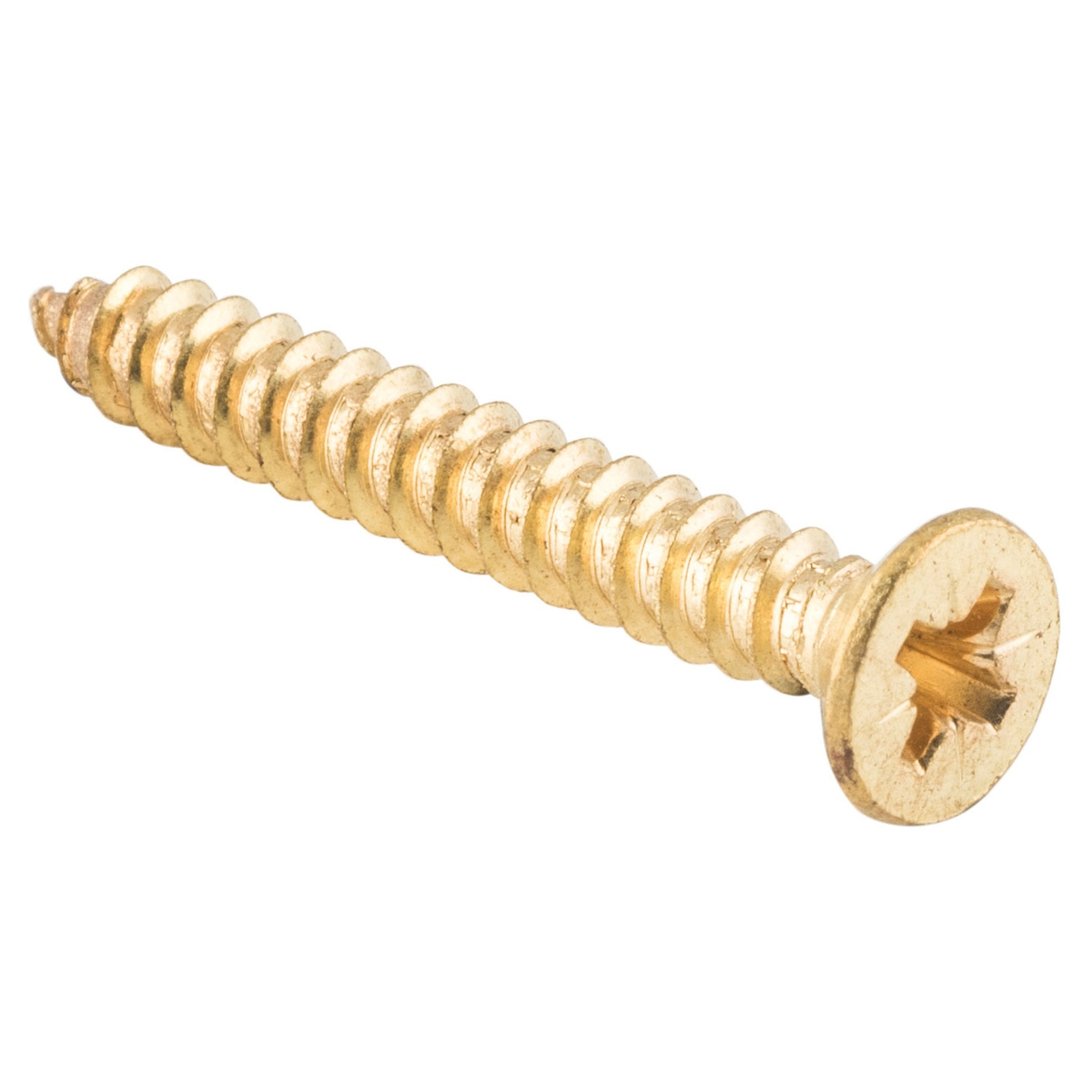 Hinge Screws Solid Brass L32mm 10 Gauge, Polished Brass