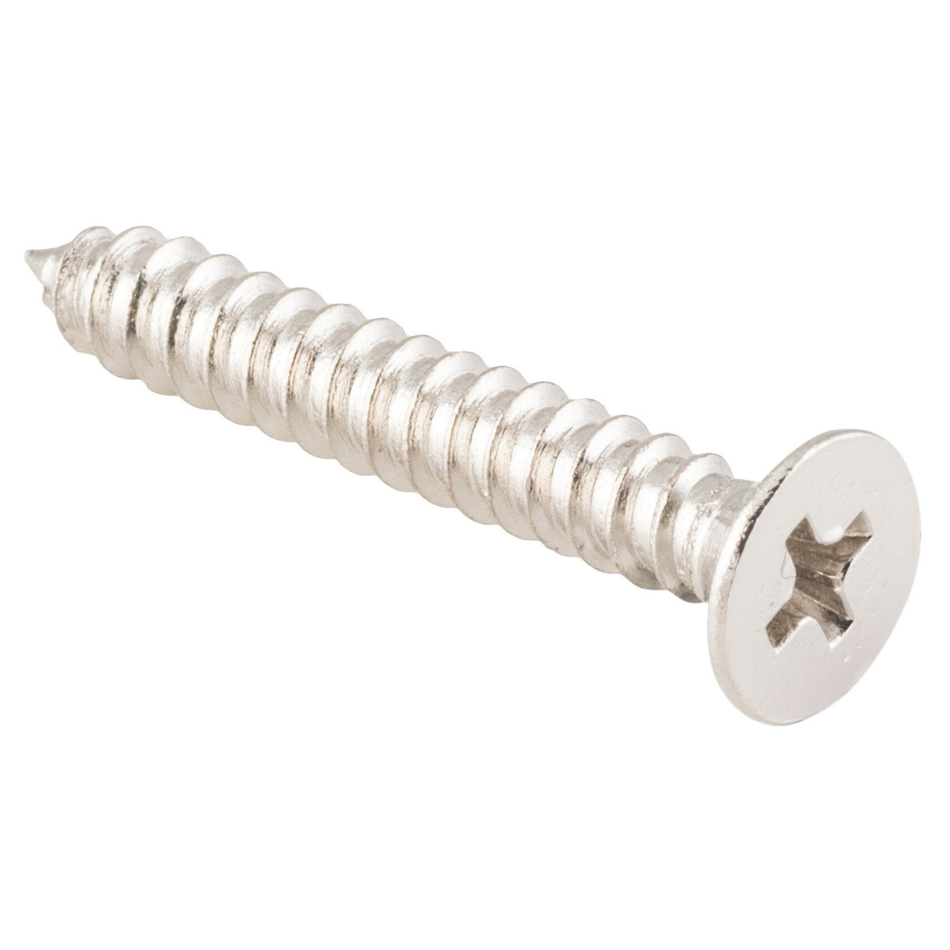 Hinge Screws Solid Brass L32mm 10 Gauge, Polished Nickel