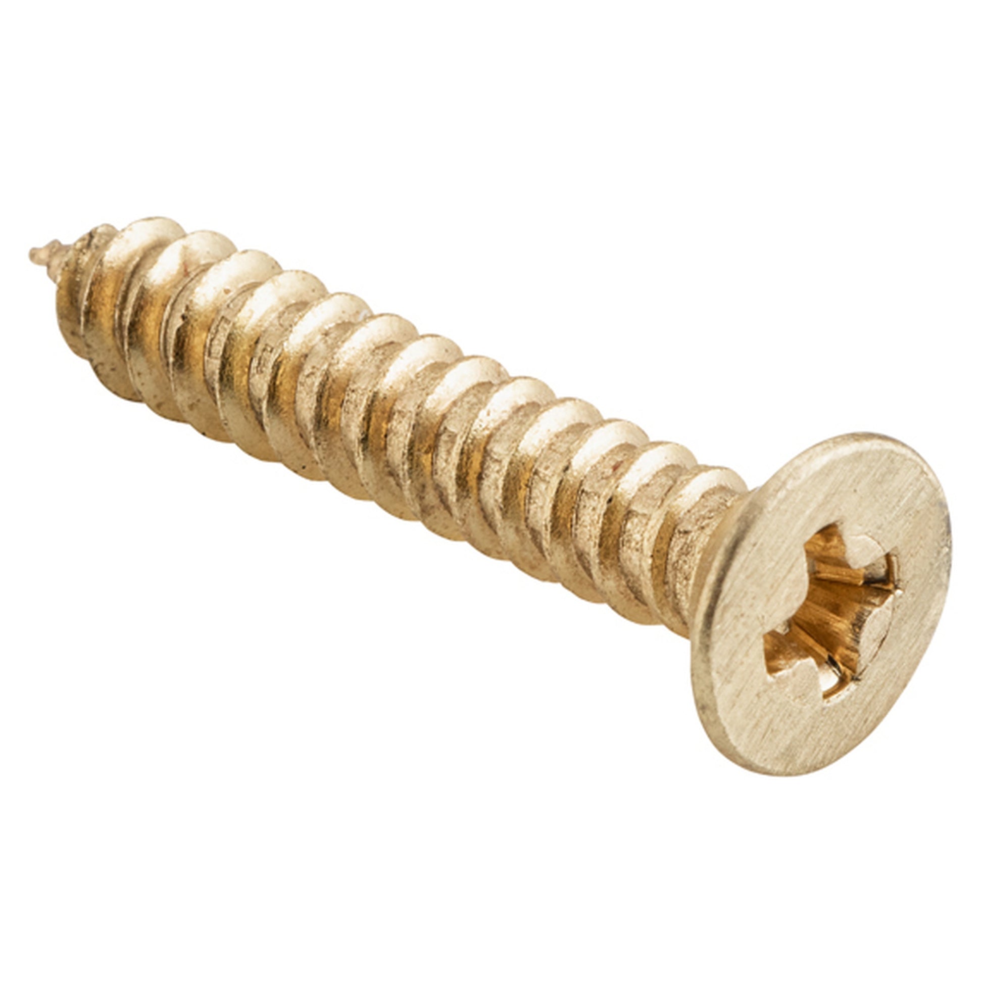 Hinge Screws Solid Brass L25mm 8 Gauge, Satin Brass