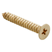 Hinge Screws Solid Brass L32mm 10 Gauge, Satin Brass