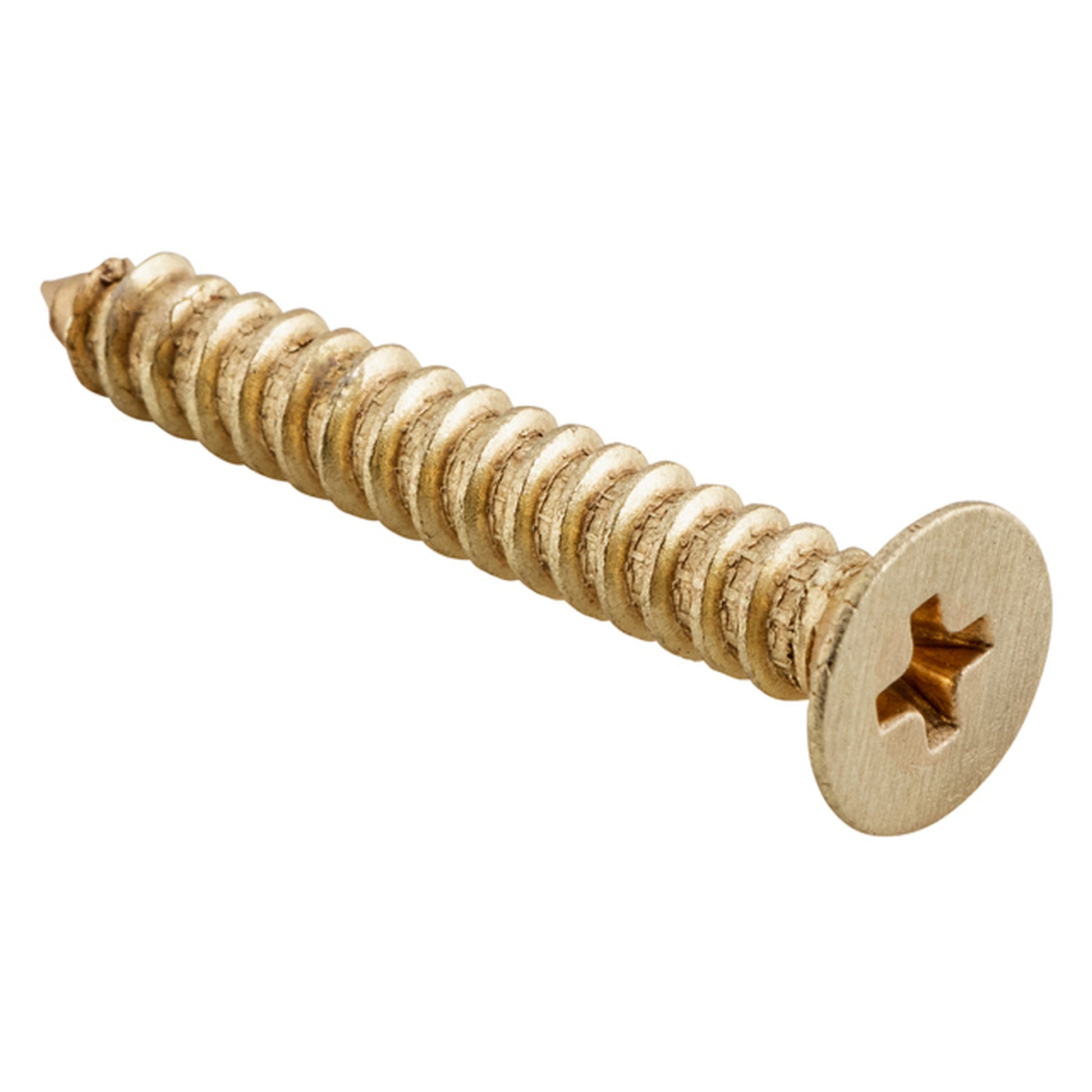 Hinge Screws Solid Brass L32mm 10 Gauge, Satin Brass