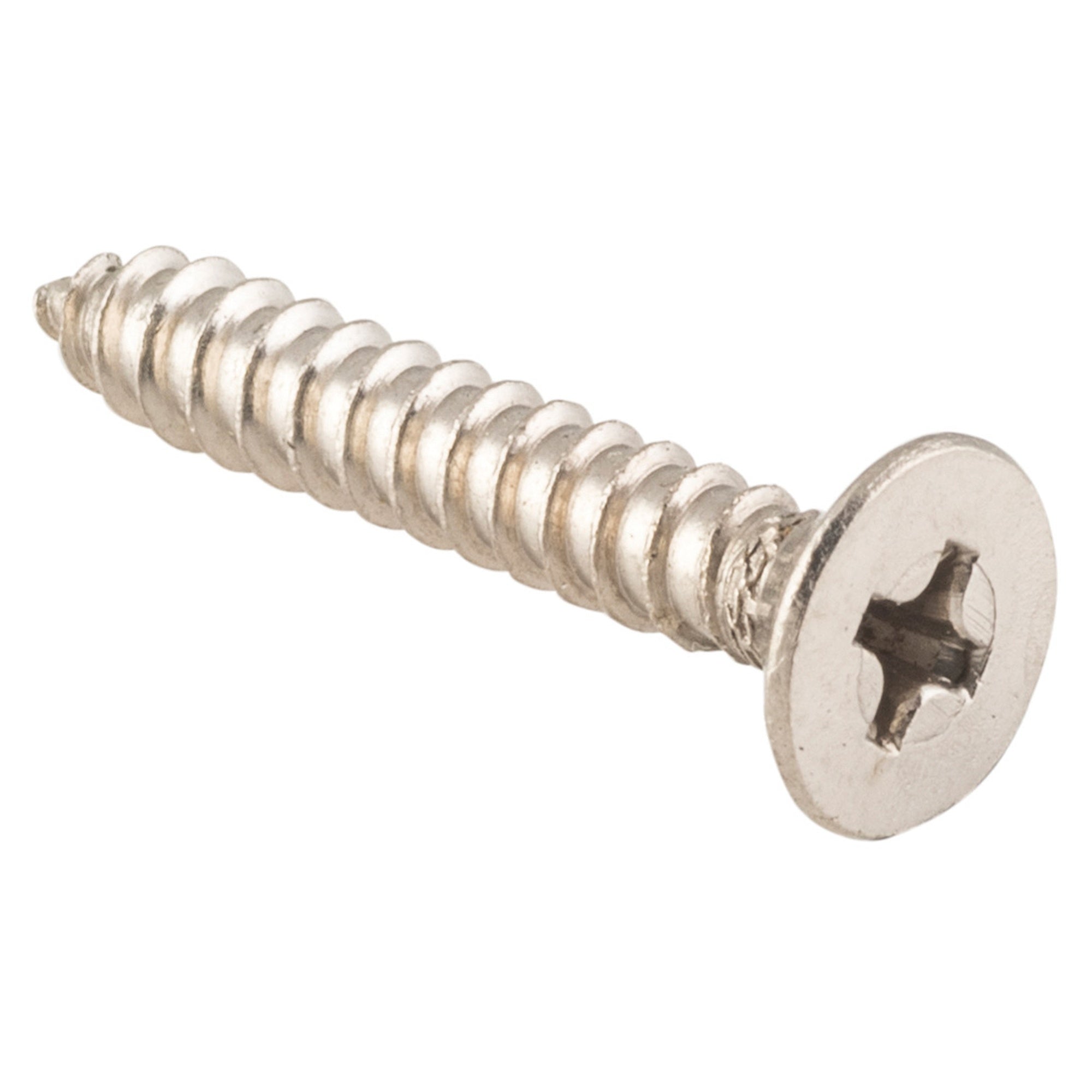 Hinge Screws Solid Brass L25mm 8 Gauge, Satin Chrome