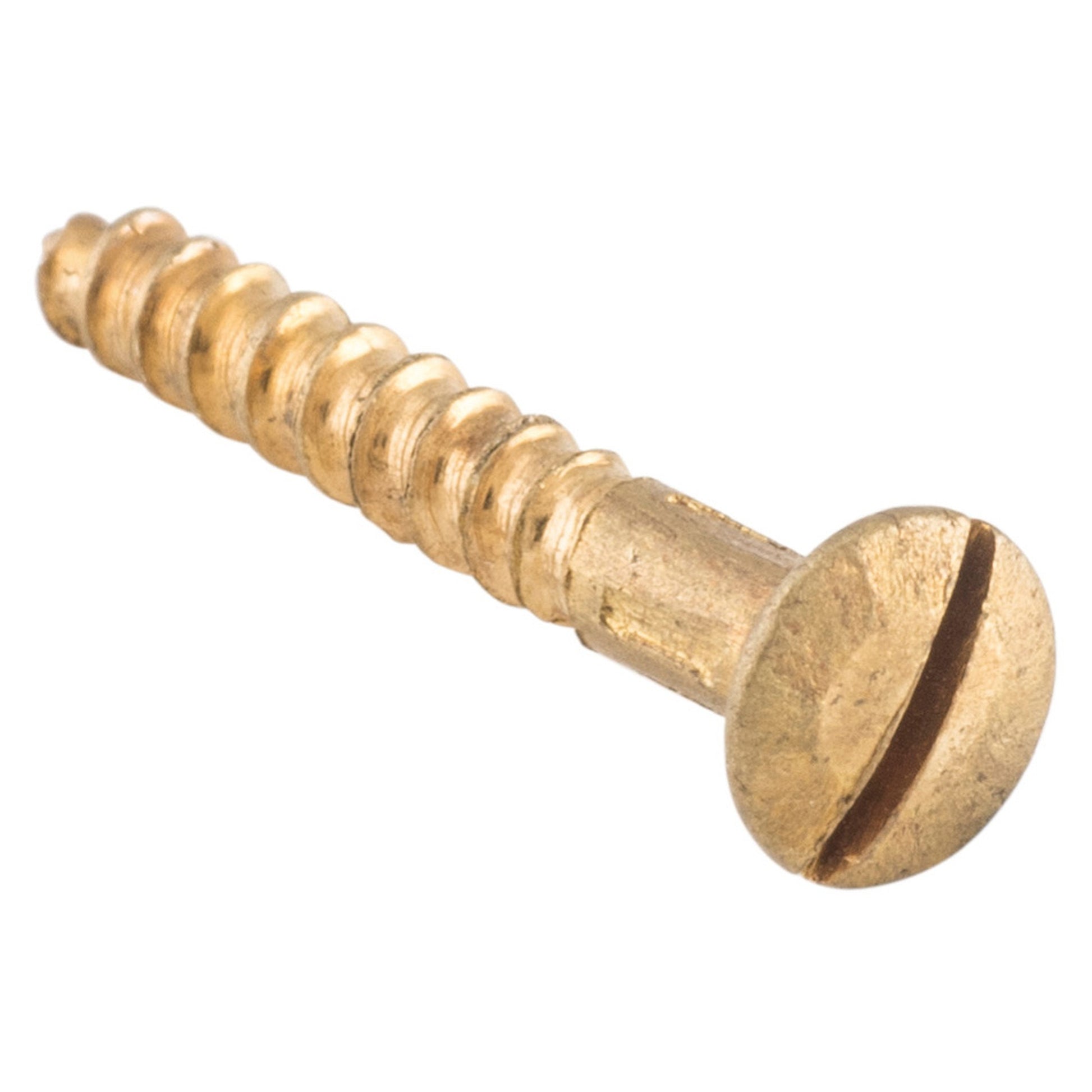 Slot Head Raised Countersunk Screw Solid Brass L19mm 5 Gauge, Polished Brass